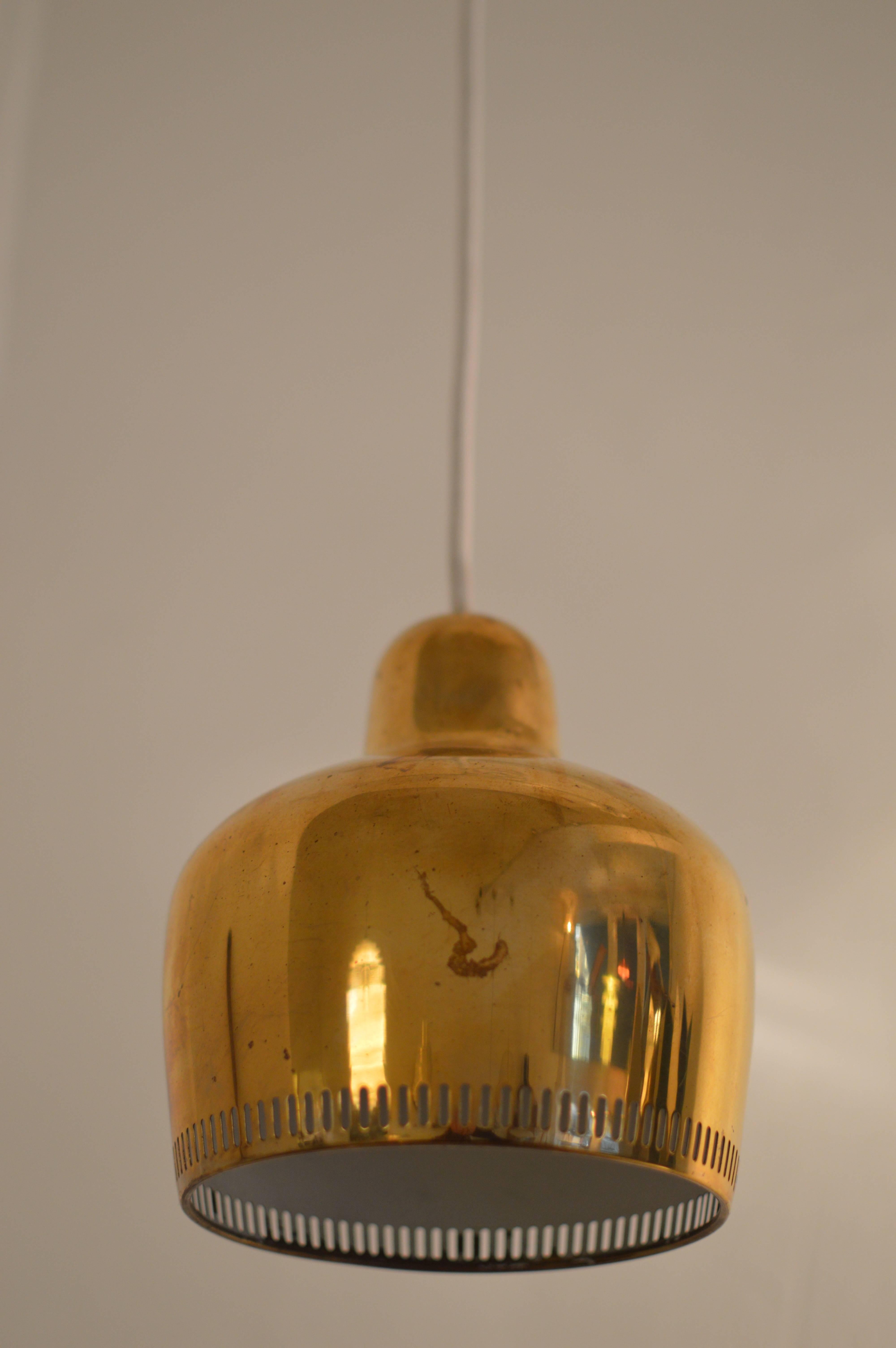 Early Brass Golden Bell Pendant by Alvar Aalto 3