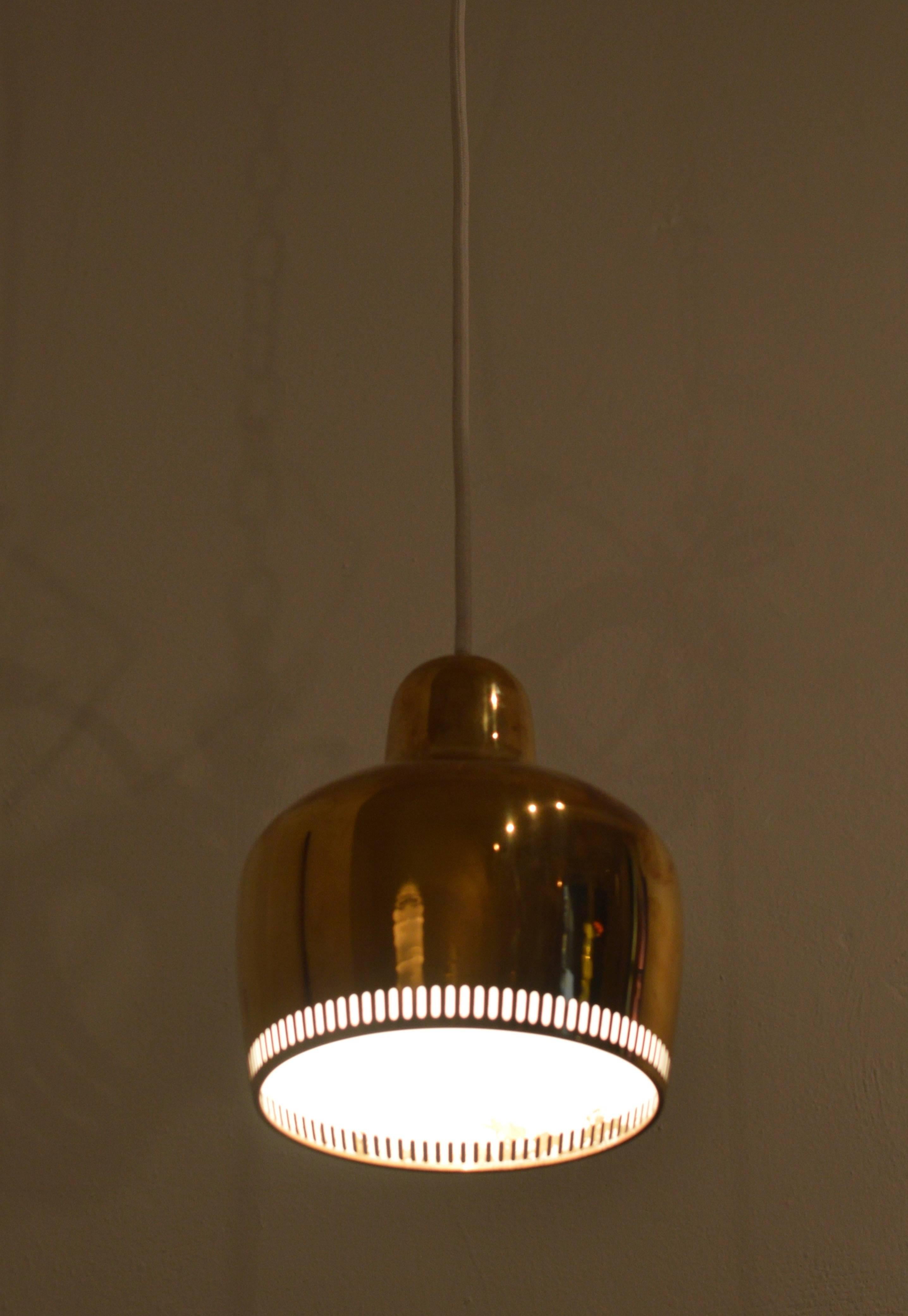 Mid-20th Century Early Brass Golden Bell Pendant by Alvar Aalto