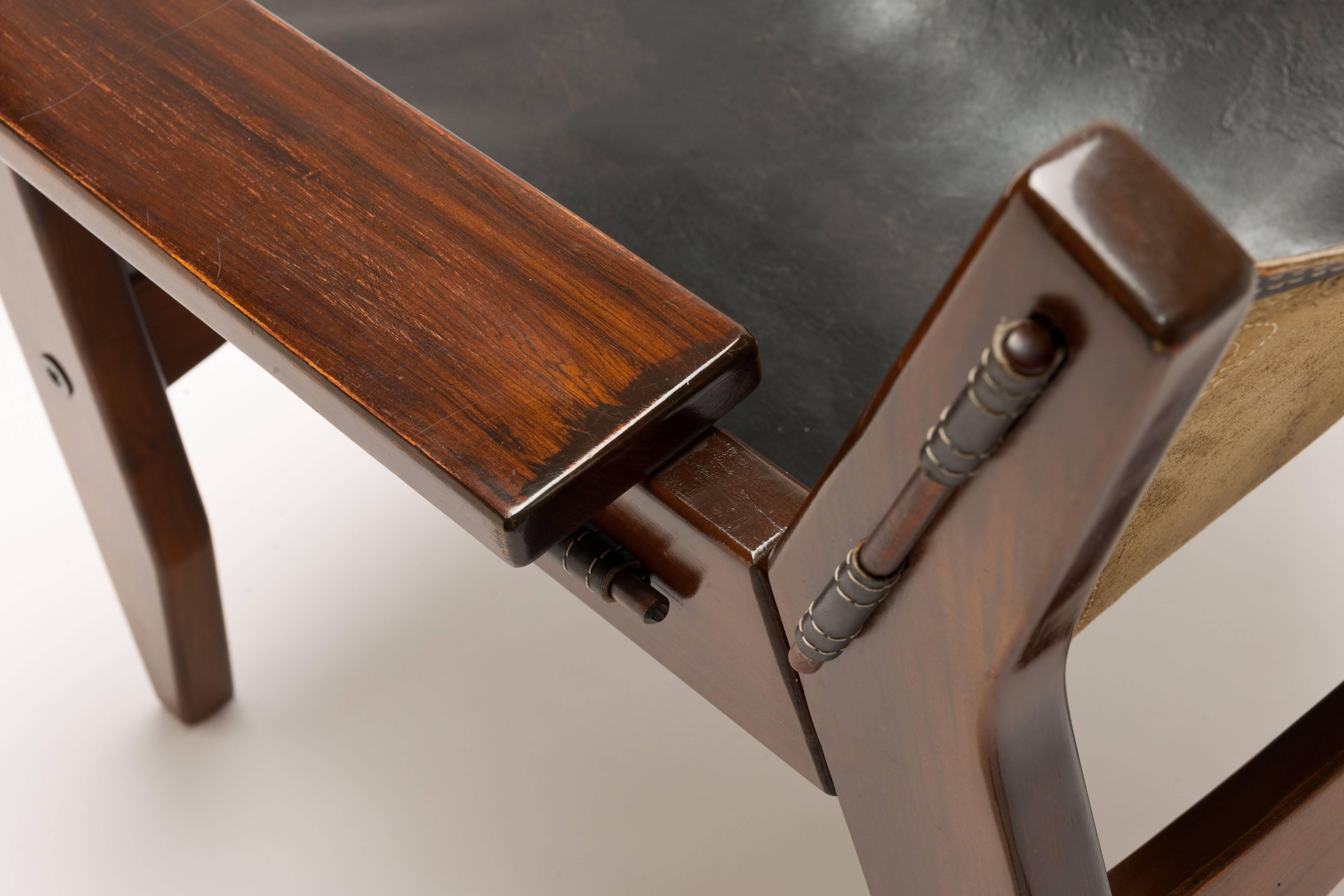 Mid-Century Modern Sergio Rodrigues Black Leather 'Kilin' Lounge Chair