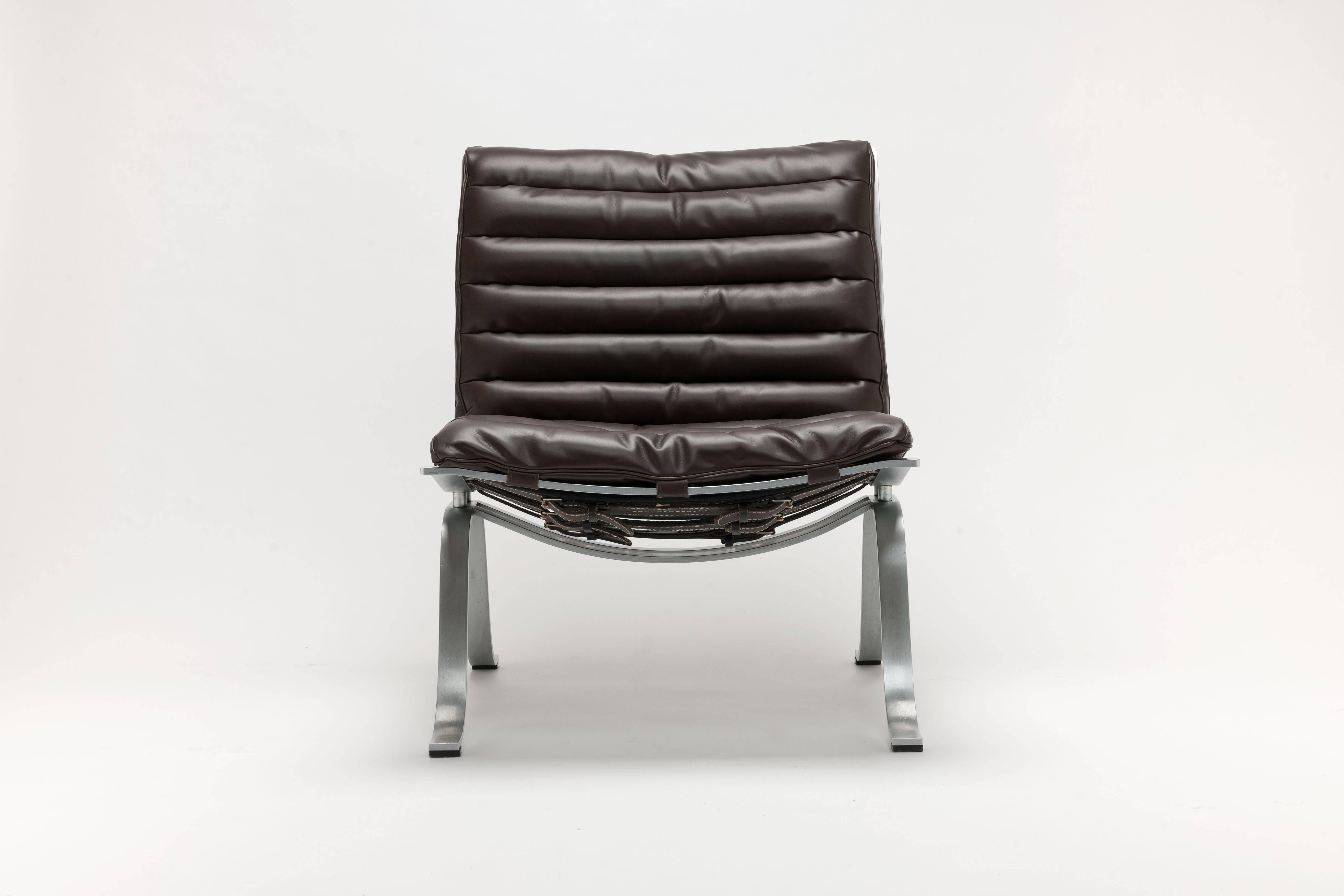 Swedish Brown Leather Arne Norell Ariet Lounge Chairs