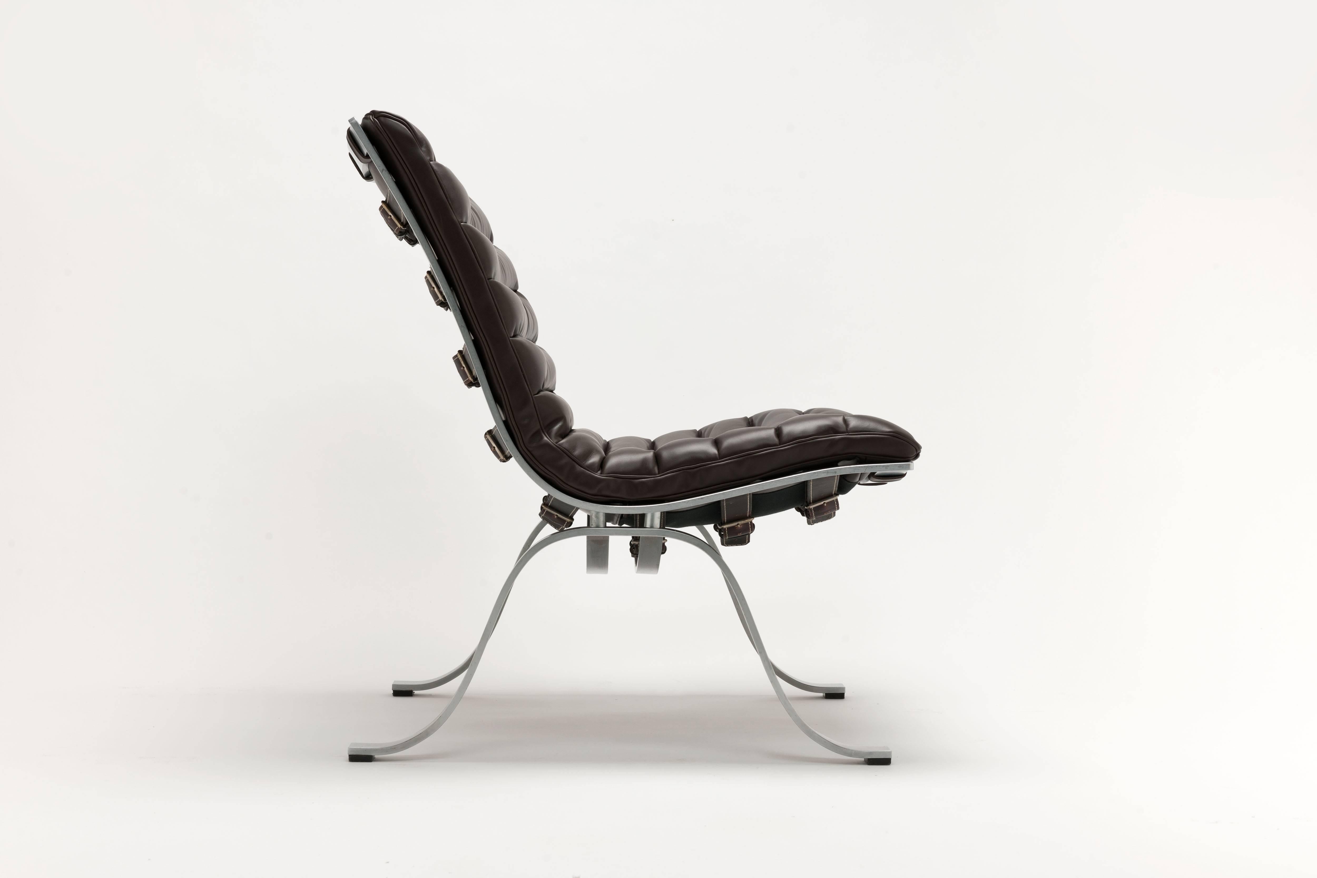 Brown Leather Arne Norell Ariet Lounge Chairs In Good Condition In Utrecht, NL