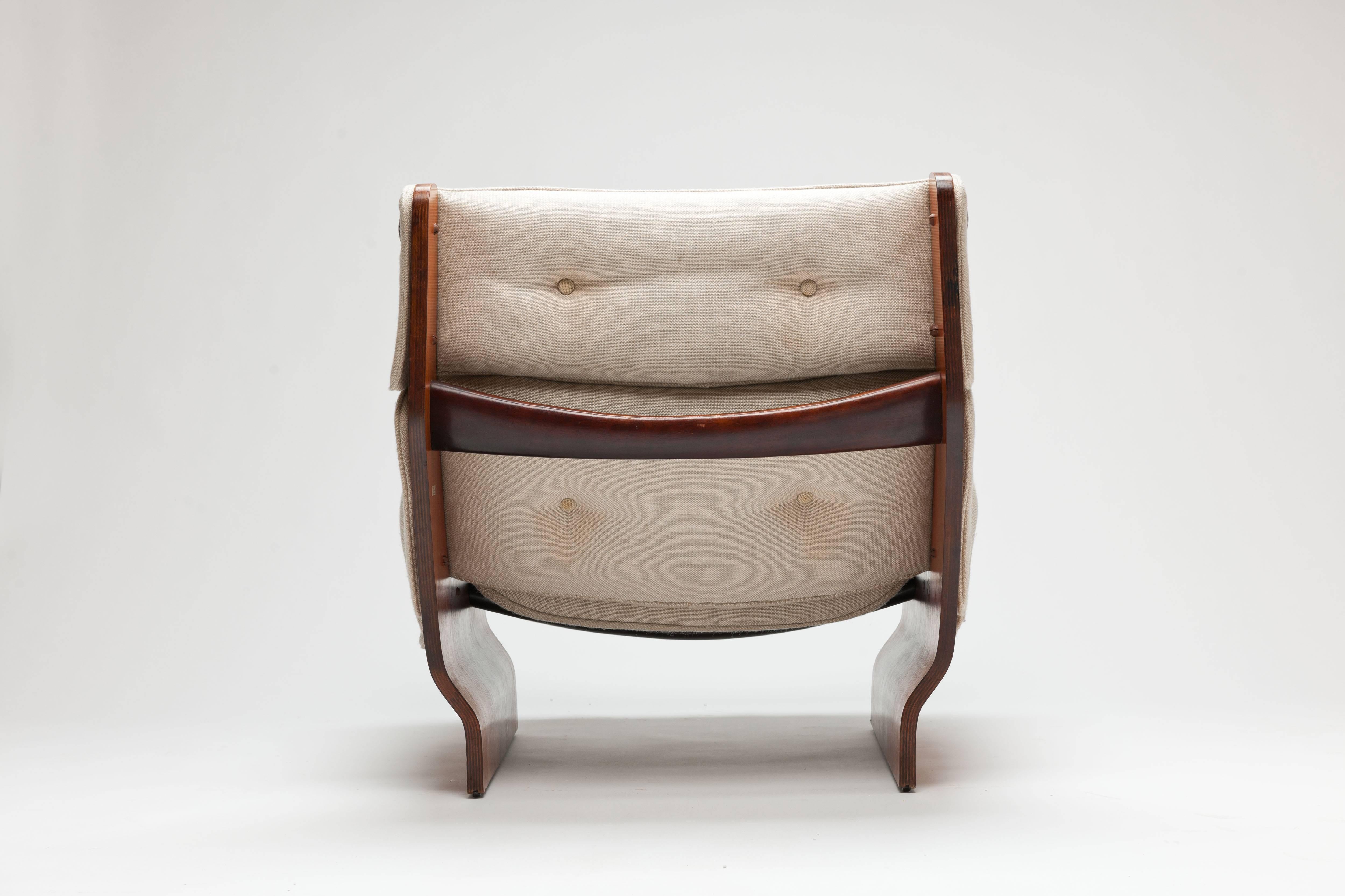 Mid-Century Modern Osvaldo Borsani 'Canada' Lounge Chair by Tecno in Original Fabric
