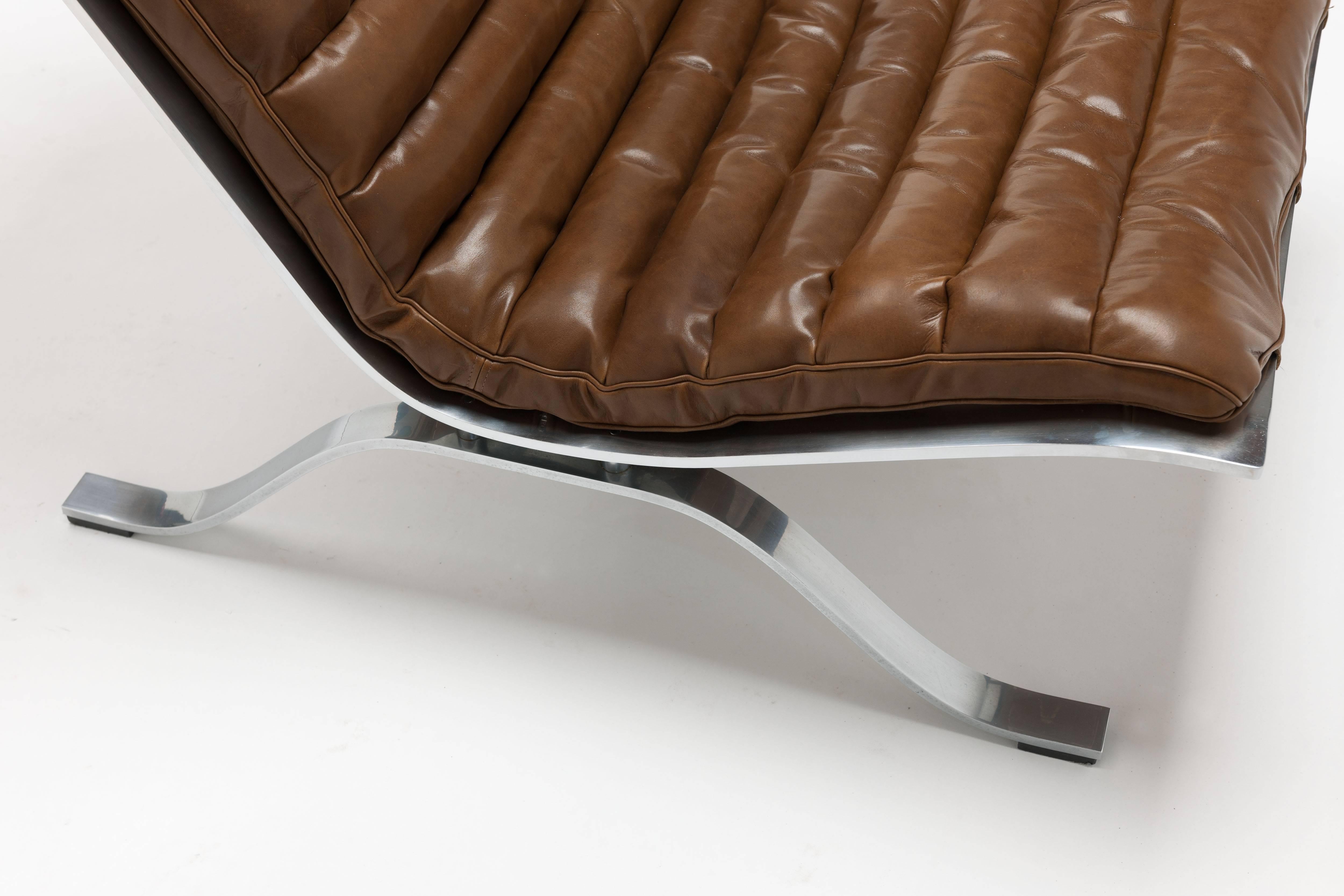 Steel Bronze Leather Arne Norell ARI Lounge Chair
