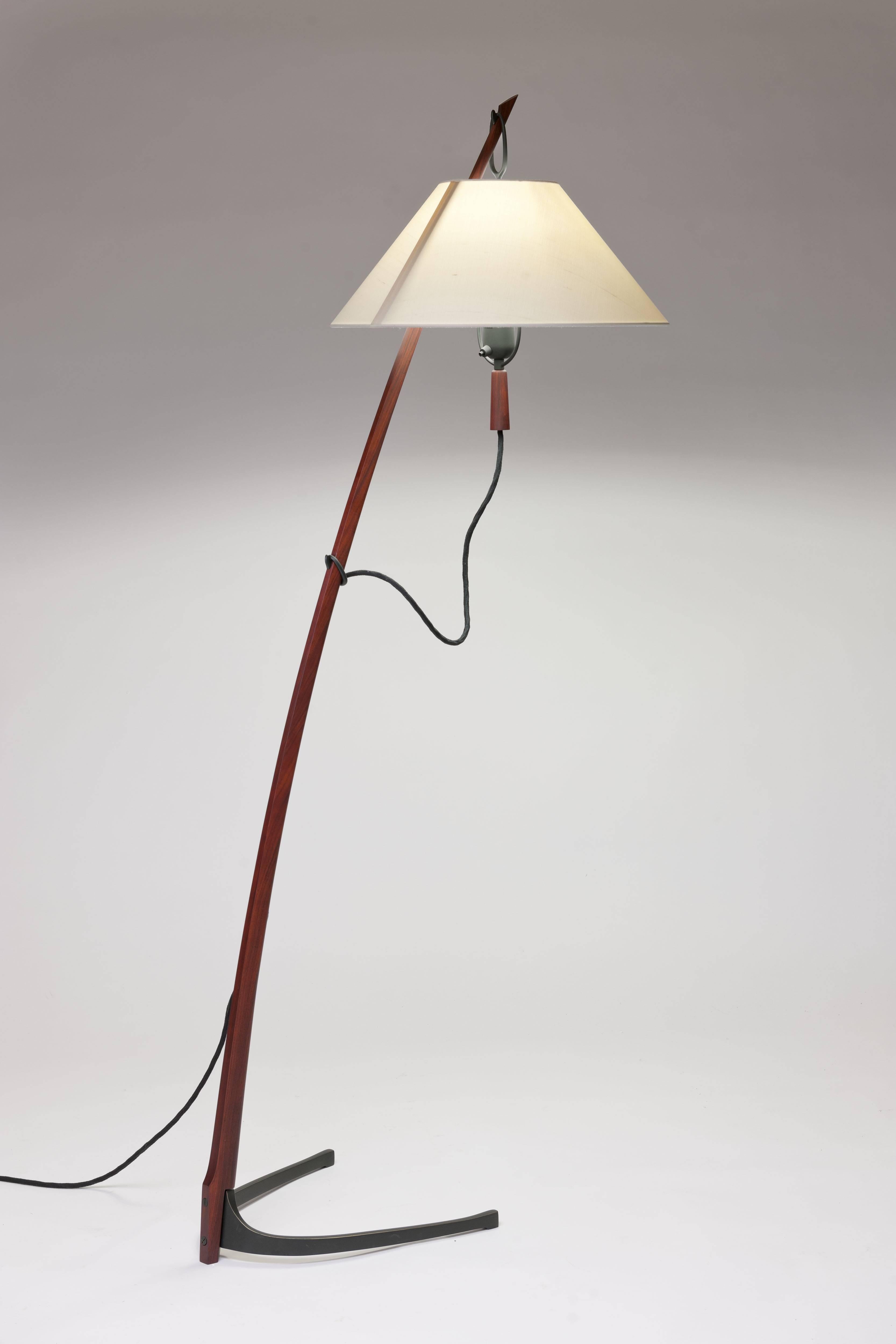 Mid-Century Modern Rosewood and Black Brass 'Dornstab' Floor Lamp by Kalmar, Austria 