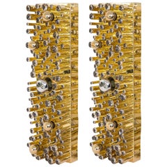 Pair of CRYSTAL BRASS WALL LIGHTS in the style of Ernst Palme