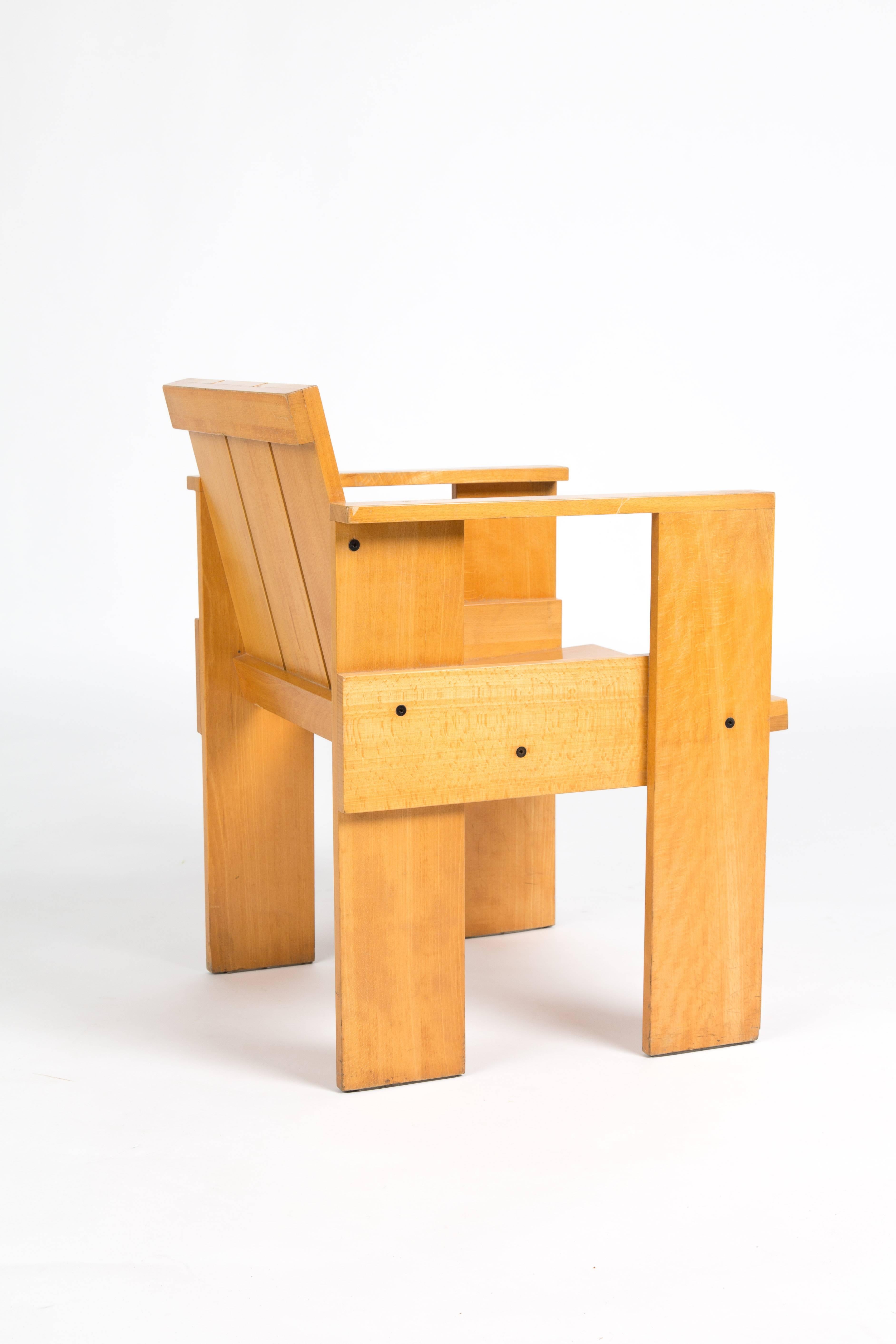 Late 20th Century Dutch Design Gerrit Rietveld Crate Chair Numbered For Sale