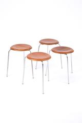 Arne Jacobsen Teak Stools with Three Legs for Fritz Hansen