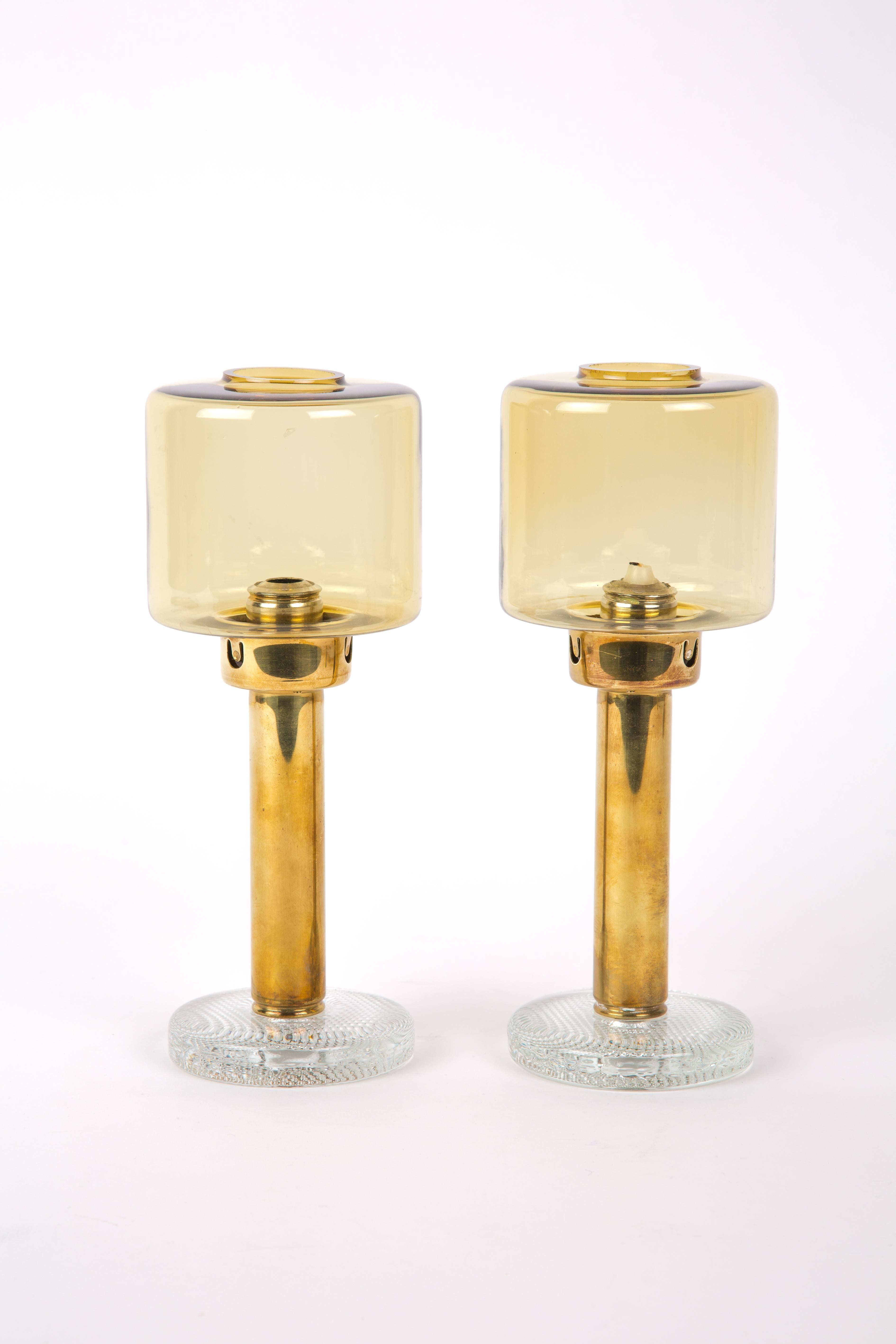 Swedish Hans Agne Jakobsson Set of Two Brass Candleholders for Markaryd For Sale