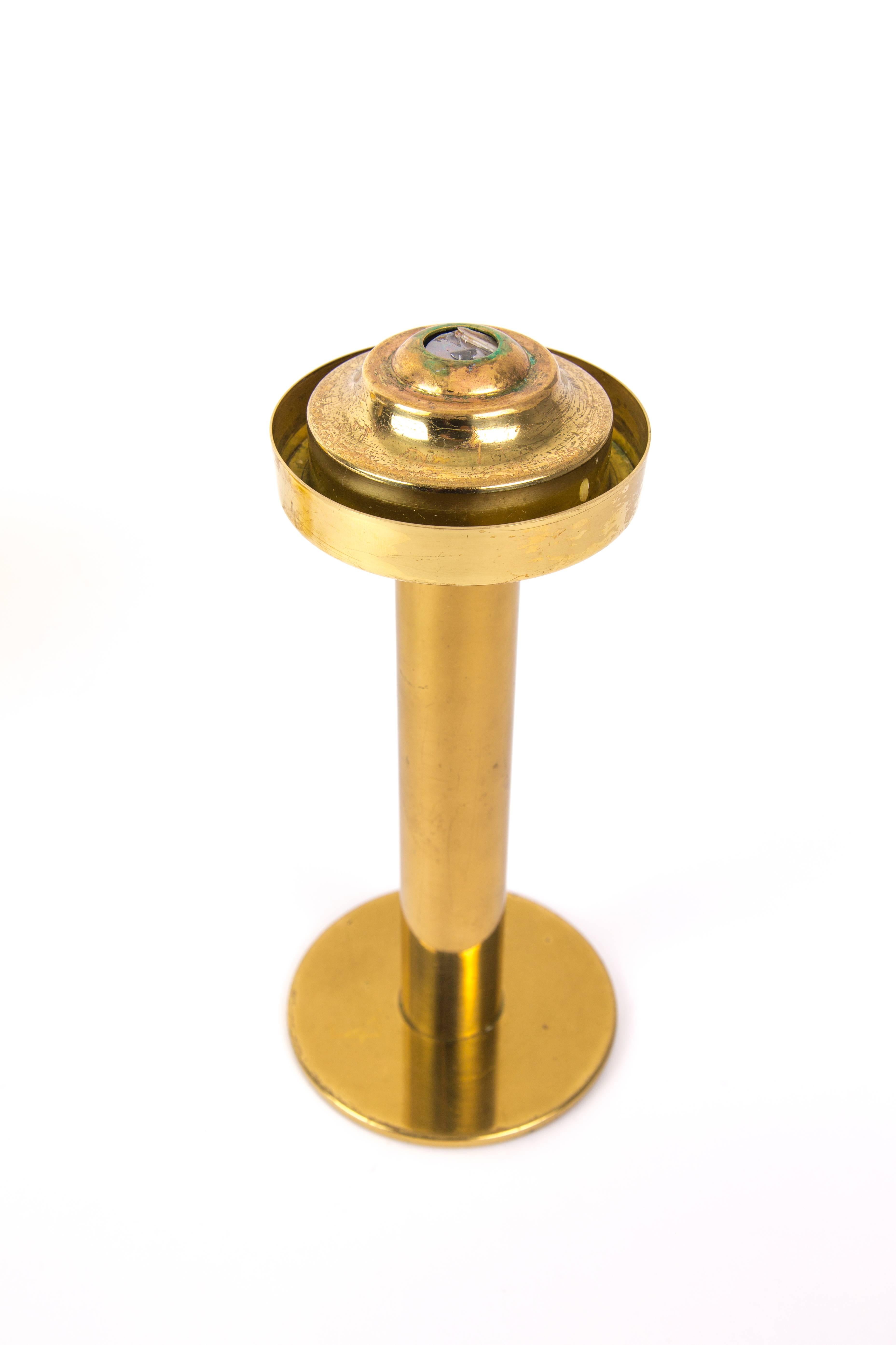 Scandinavian Modern Hans Agne Jakobsson Brass Candleholder for Markaryd, Sweden For Sale