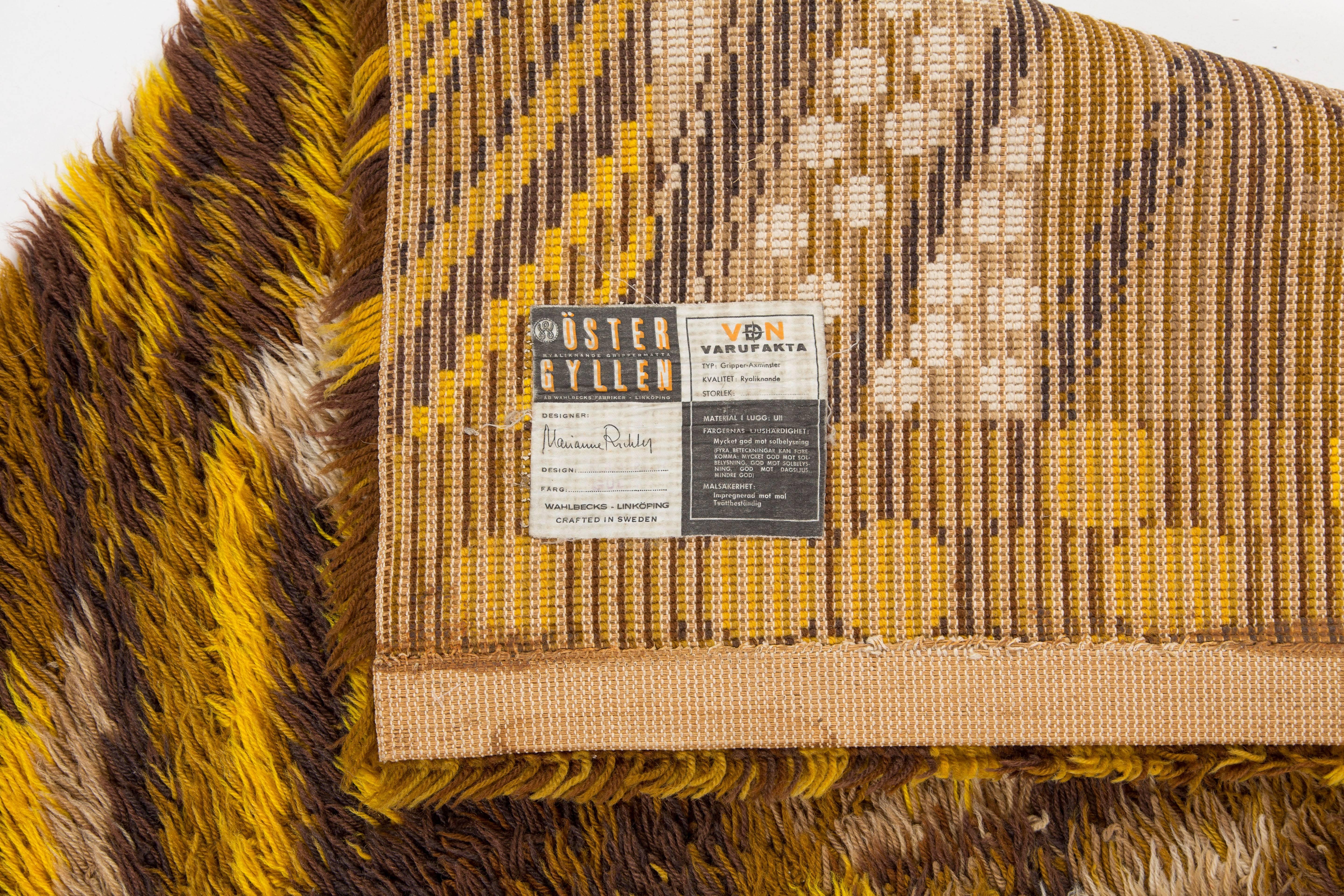 Mid-Century Modern Marianne Richter Carpet Forest Of Wool Scandinavian