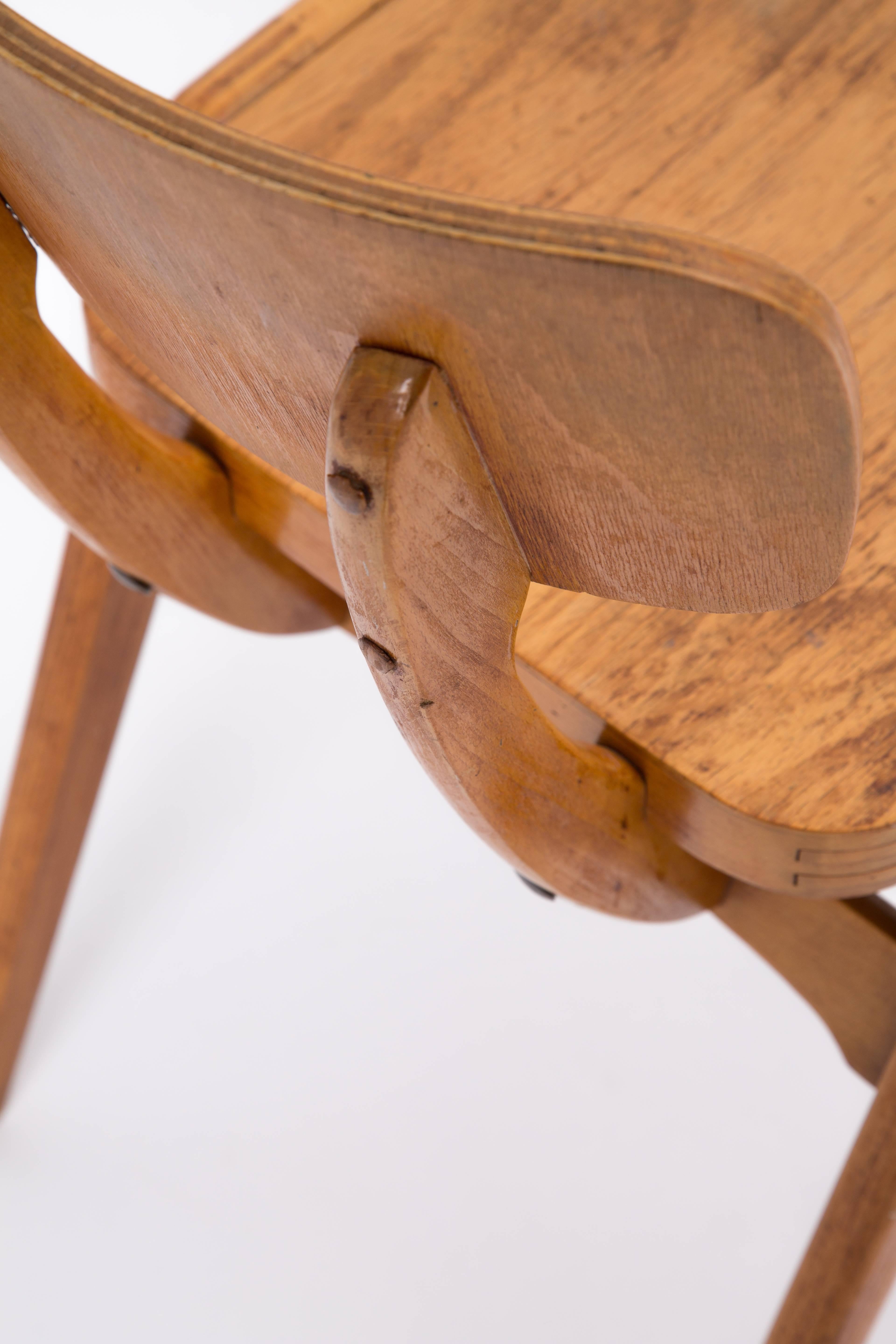 Mid-20th Century Wood Construction Childrens Chair Plywood