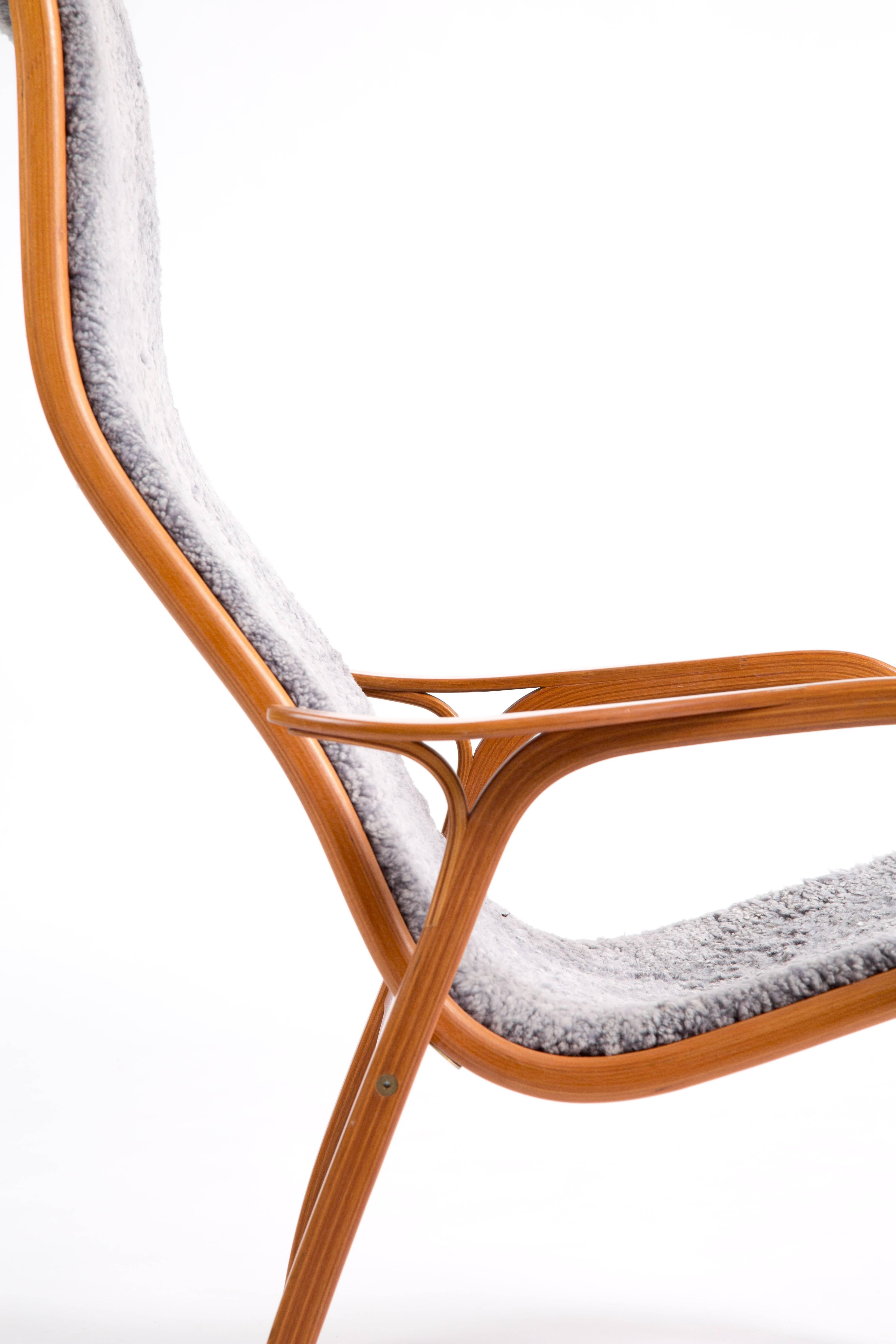 Swedish Yngve Ekström, Lamino Chair in Cherrywood, Laminated Wood, Sweden
