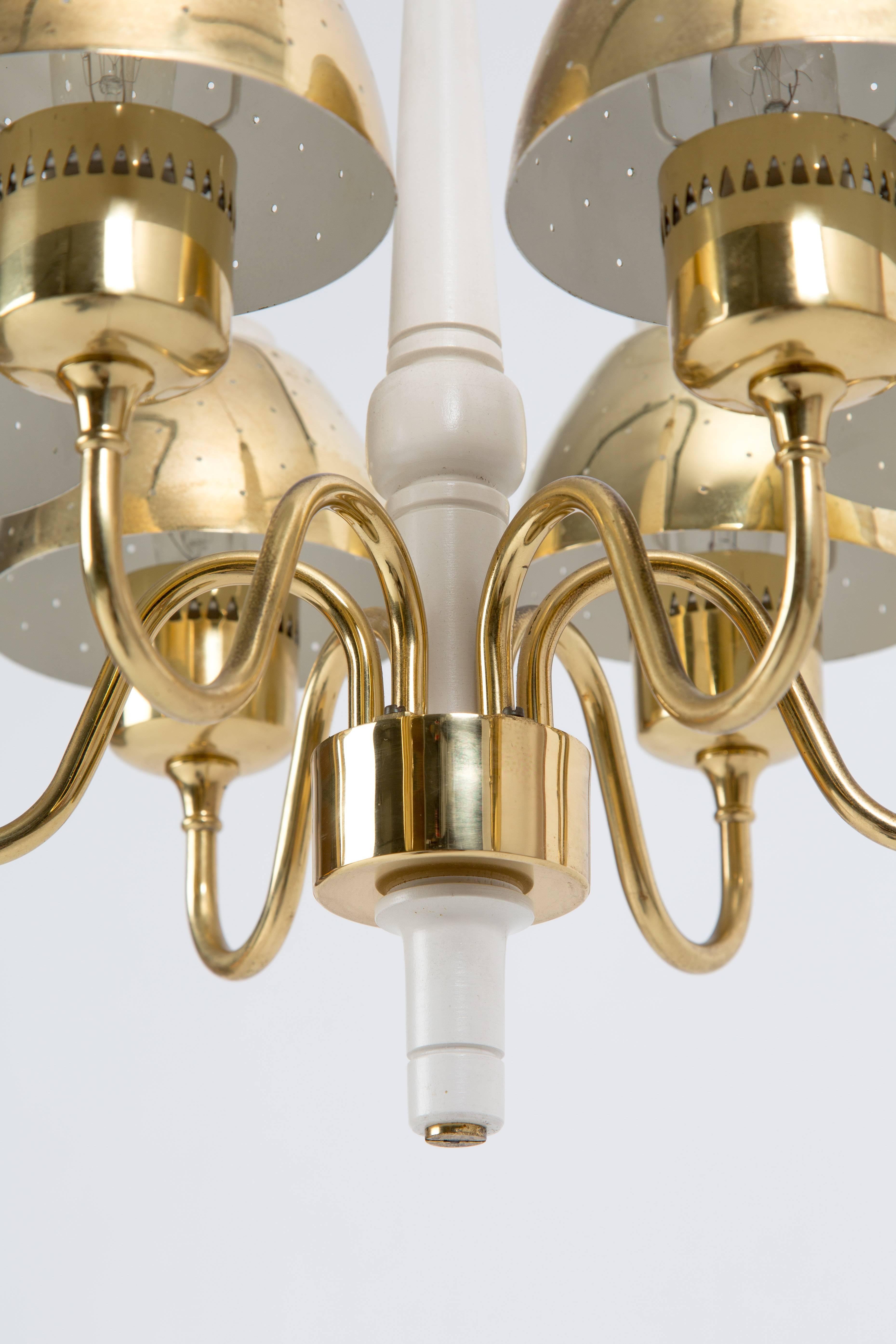 HANS AGNE JAKOBSSON brass pendant with six brass chalices In Good Condition In LA Arnhem, NL