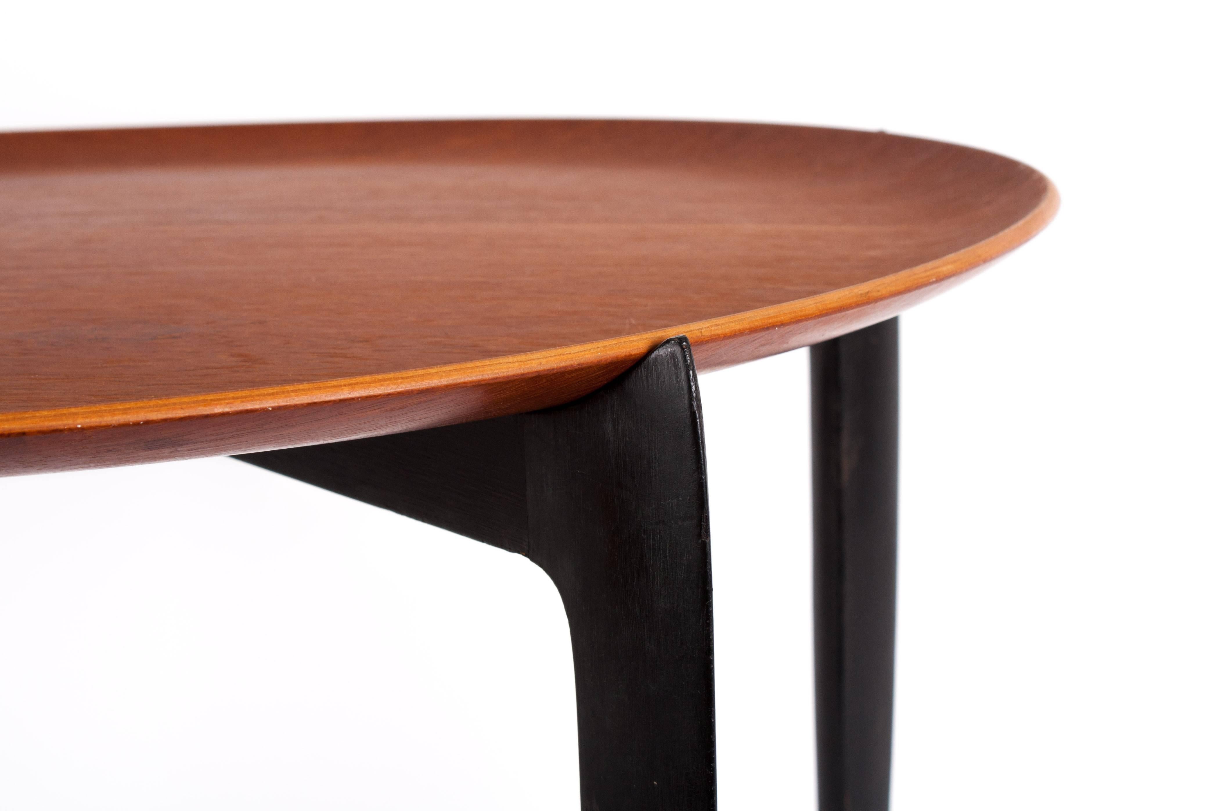 Scandinavian Modern Fritz Hansen FOLDING TABLE by WILLUMSEN and ENGHOLM in teak and ebony wood  