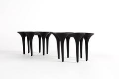HOLMGREN ILLUMS BOLIGHUS set of two cast iron metal candelabra  brutalist