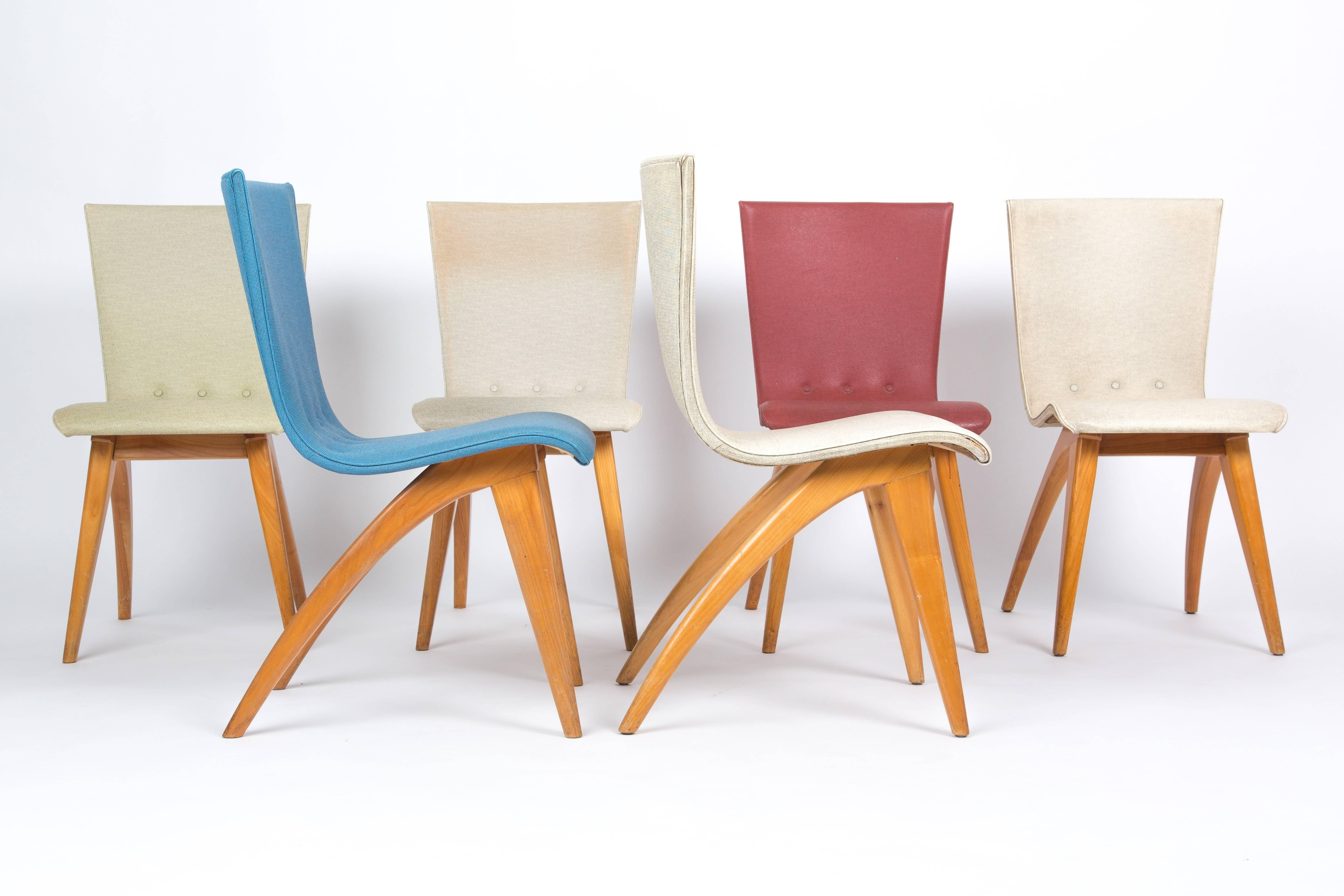 Mid-Century Modern Set of Six Van Os Dutch Chairs