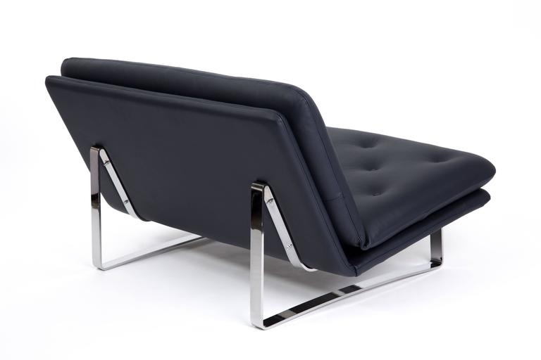 Artifort Leather Sofa Dark Blue Designed By Kho Liang Ie Chrome Artifort Leather Sofa Dark Blue Designed By Kho Liang Ie