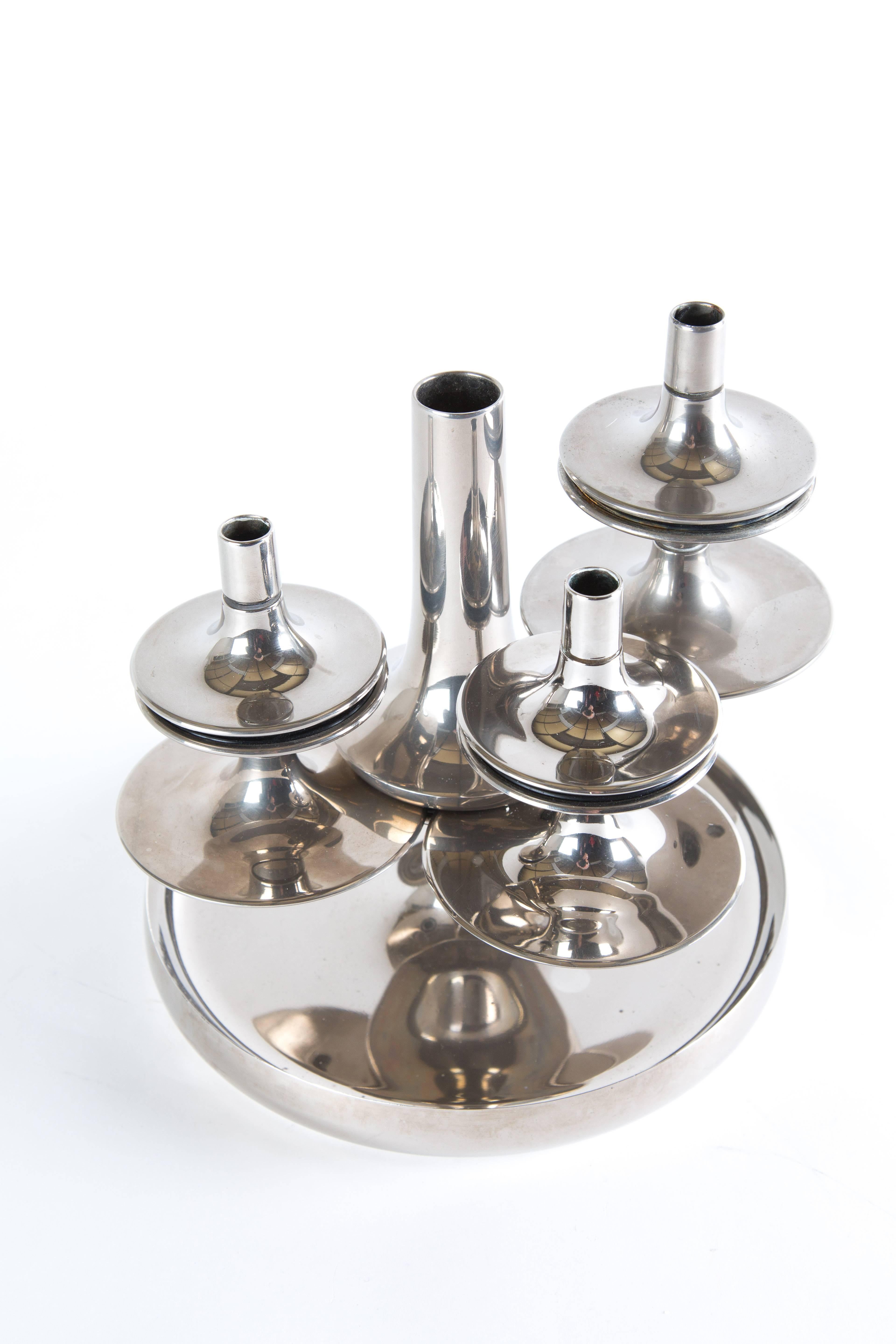 Mid-Century Modern NAGEL CANDLE HOLDER chrome plated. For Sale