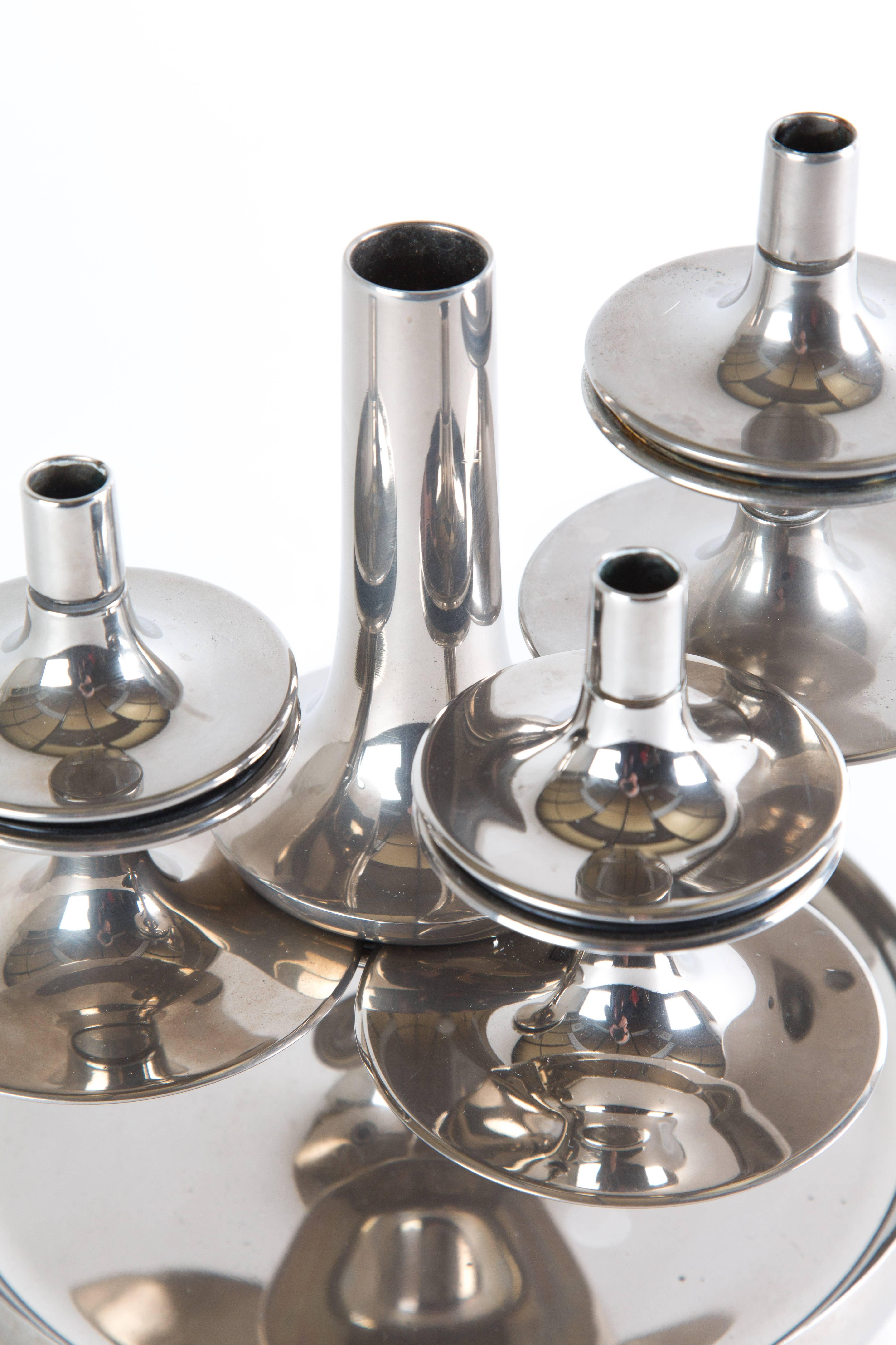 German NAGEL CANDLE HOLDER chrome plated. For Sale