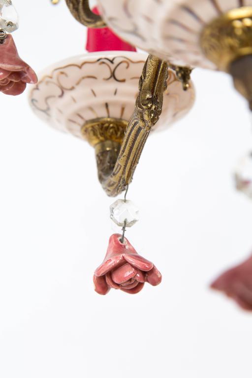 CERAMIC ROSES CHANDELIER, handmade ceramic from France at 1stDibs