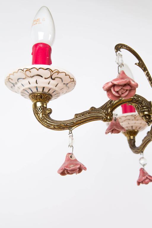 CERAMIC ROSES CHANDELIER, handmade ceramic from France at 1stDibs