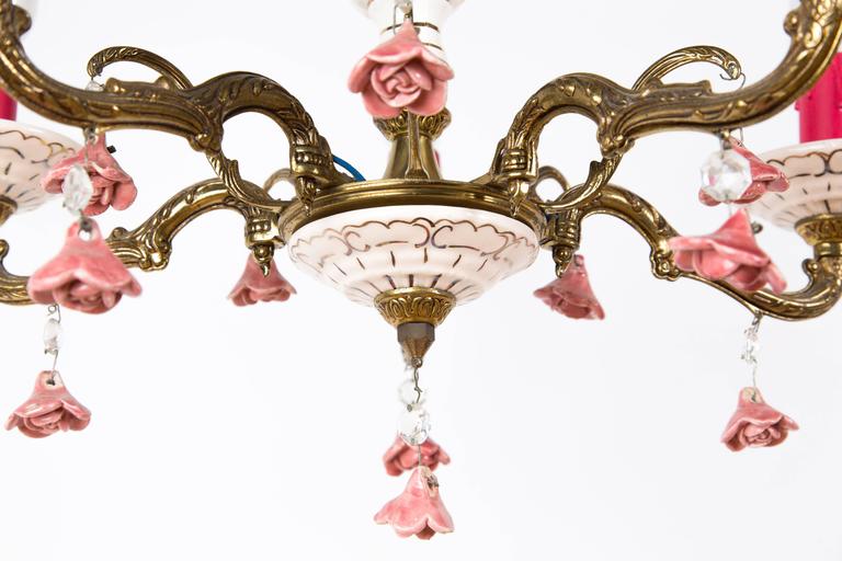 CERAMIC ROSES CHANDELIER, handmade ceramic from France at 1stDibs