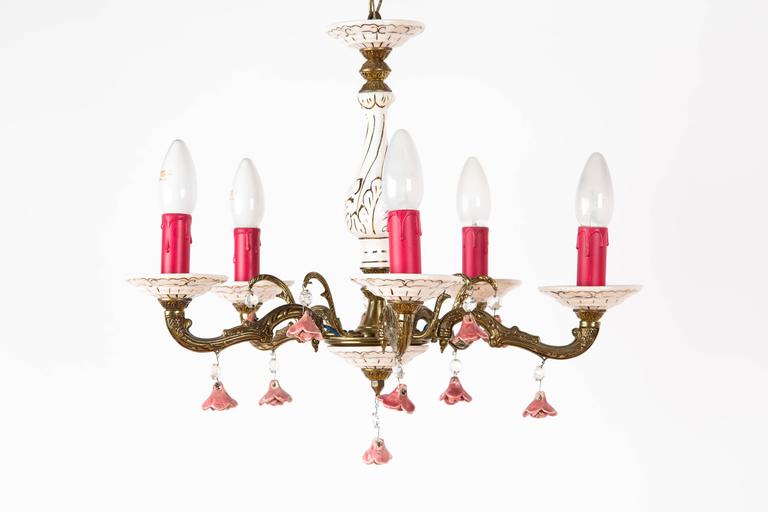 CERAMIC ROSES CHANDELIER, handmade ceramic from France at 1stDibs