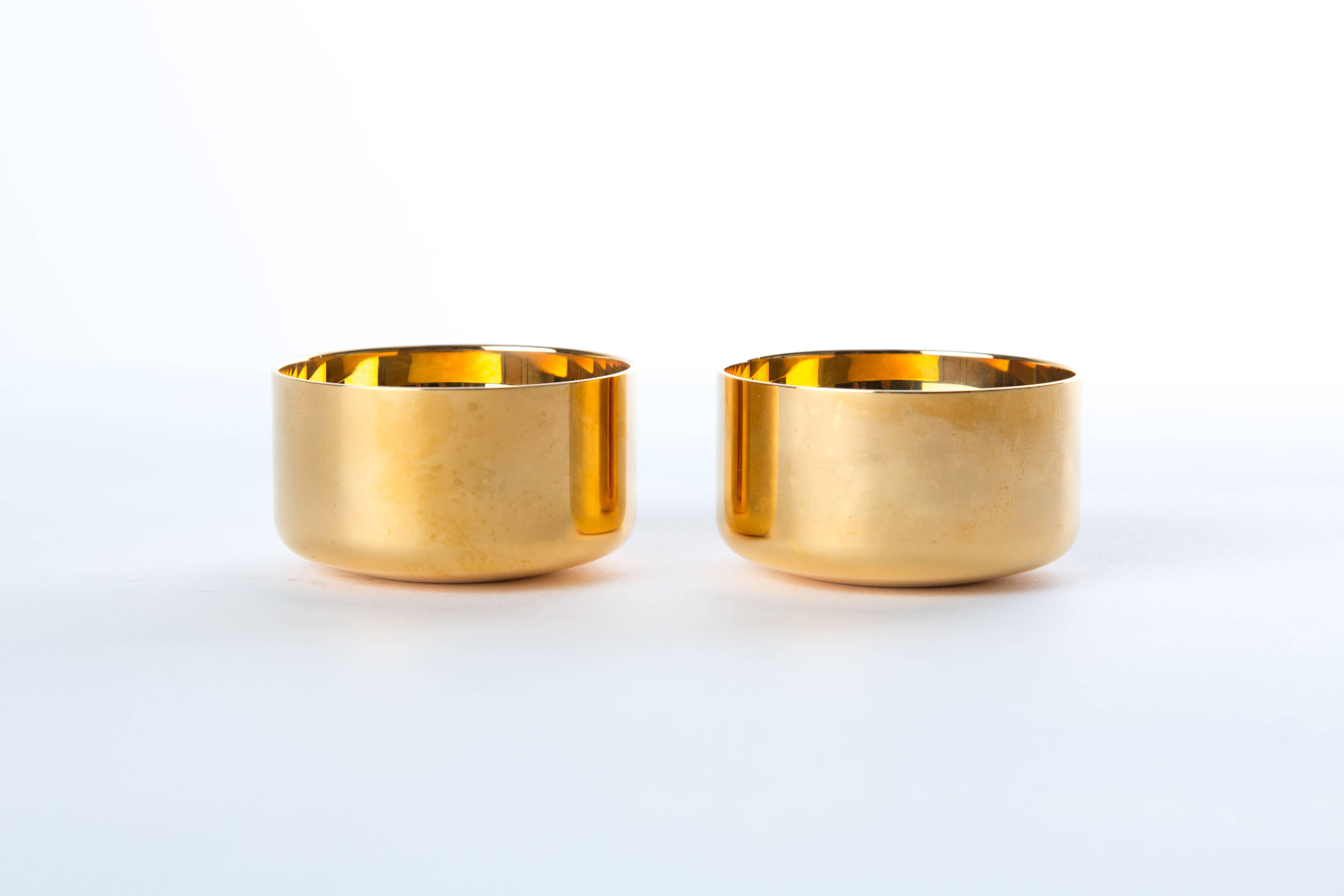 Scandinavian Modern  GOLD-PLATED DRINK CUPS Pierre Forssell for Skultuna  in original box For Sale