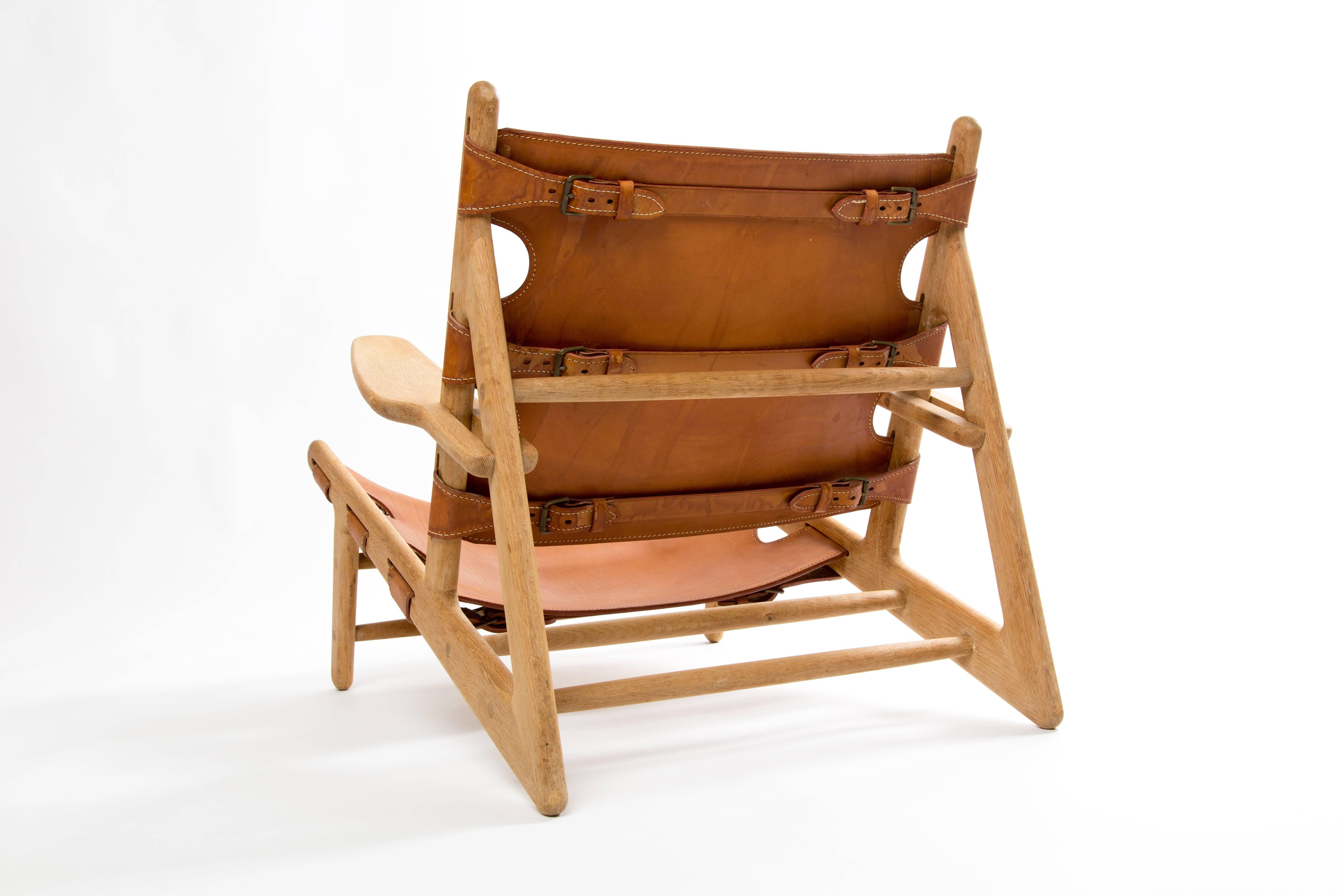 Danish set HUNTING CHAIRS of Borge Mogensen in saddle leather 