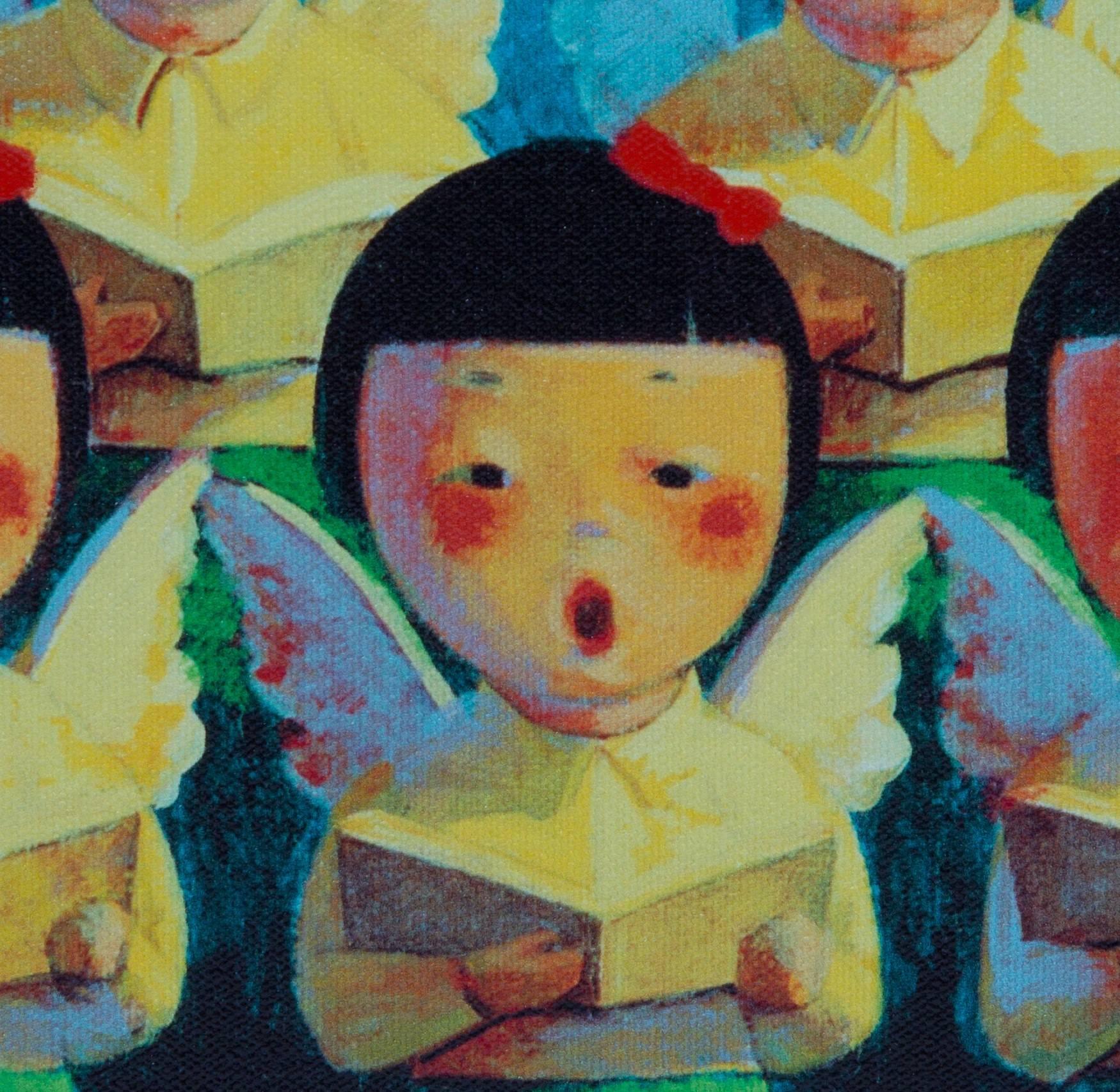Modern Liu Ye Choir Chinese Silkscreen on Canvas For Sale