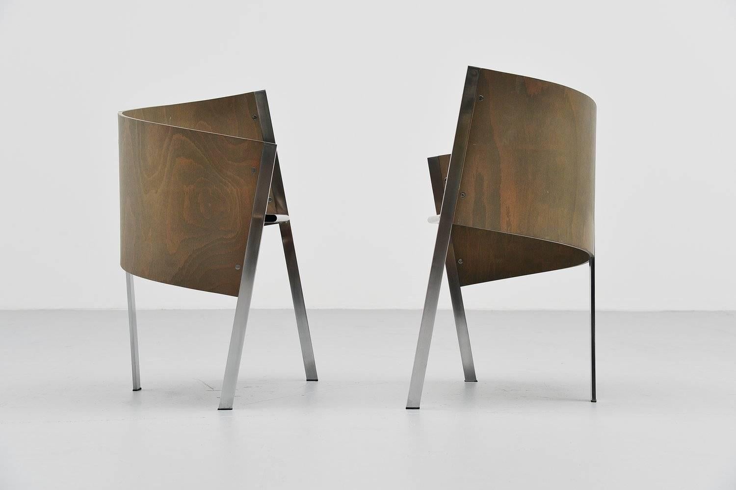 Paolo Pallucco Pair of Side Chairs, Italy, 1987 In Good Condition In Roosendaal, Noord Brabant