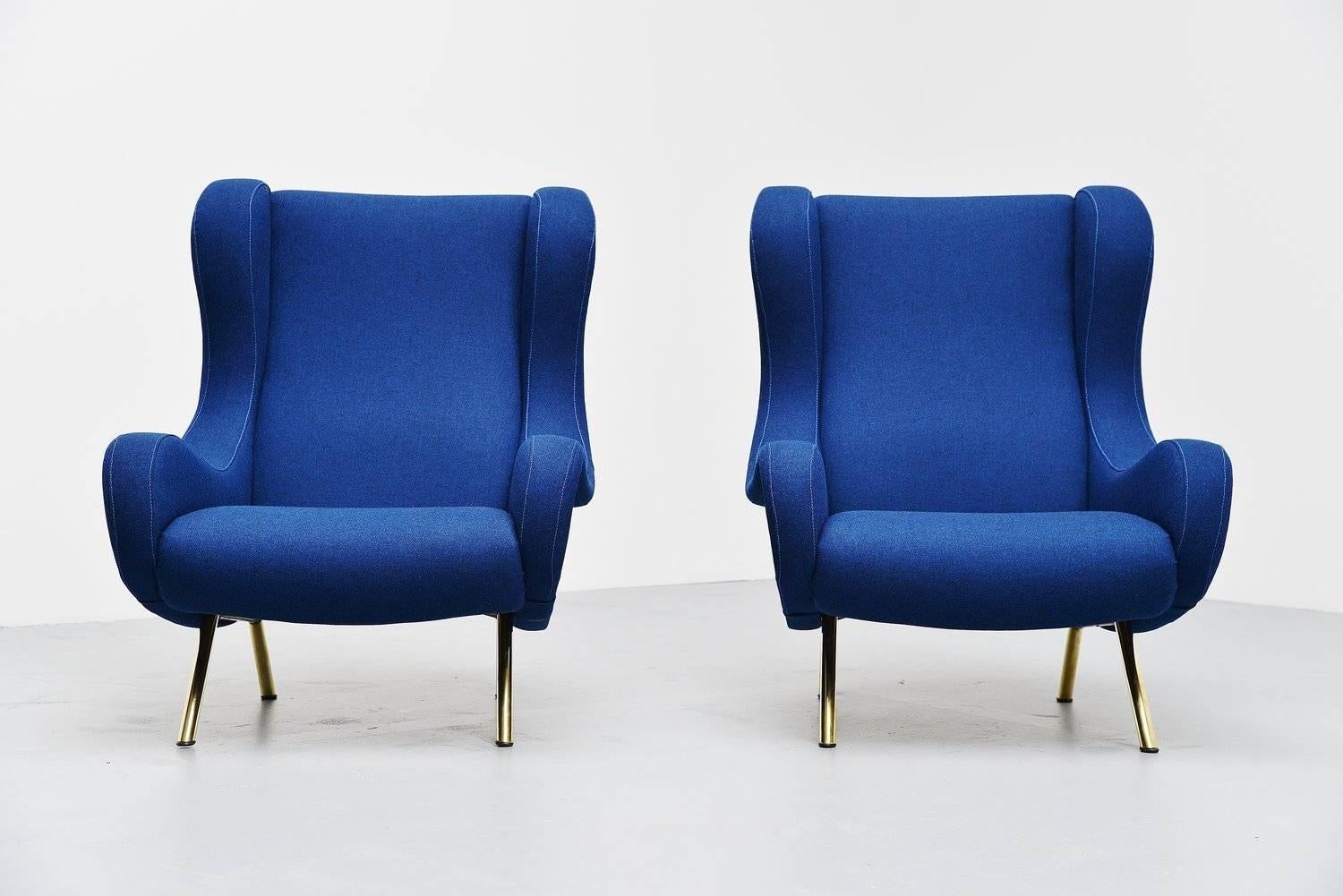 Mid-Century Modern Pair of Marco Zanuso Senior Lounge Chair, Arflex, 1951
