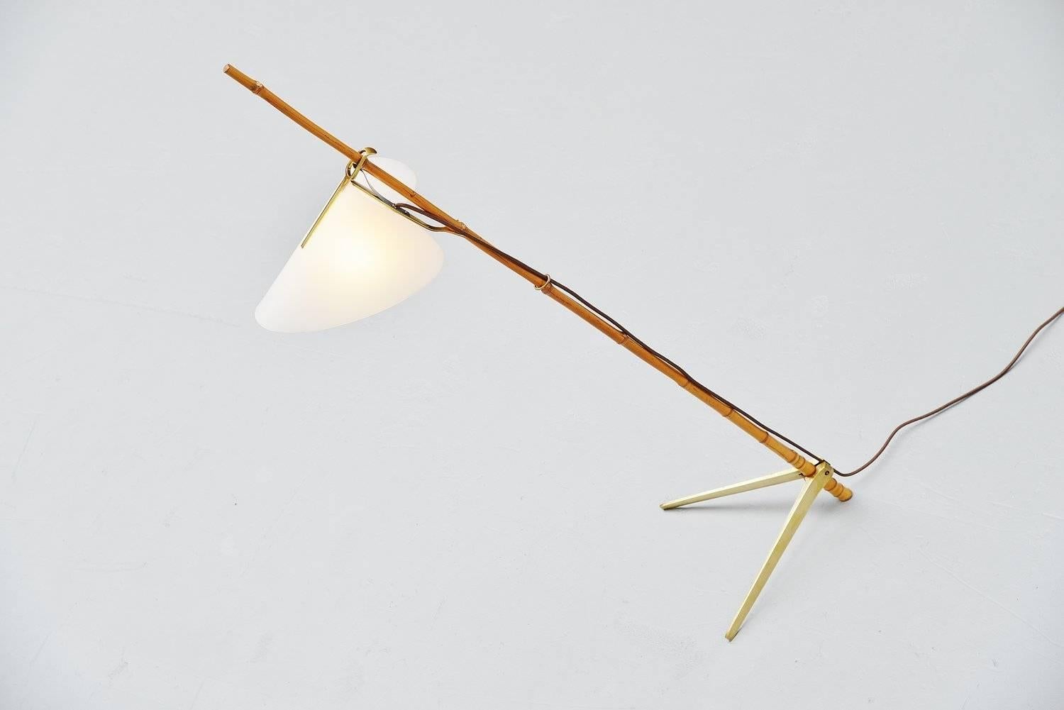Austrian J.T. Kalmar Bamboo Floor Lamp, Austria, 1950