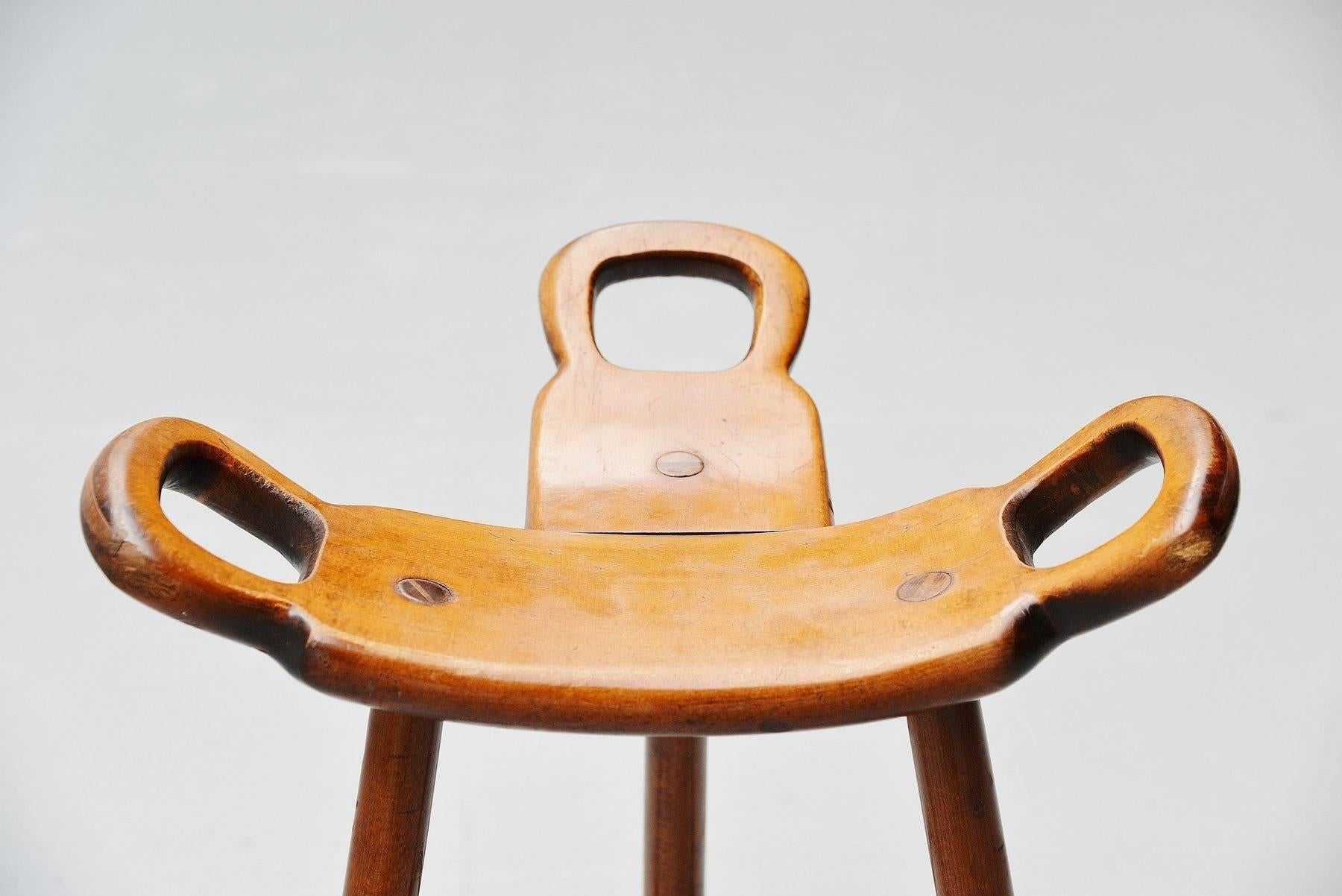 Mid-20th Century Carl Malmsten Attributed Brutalist Bar Stools, Sweden, 1950