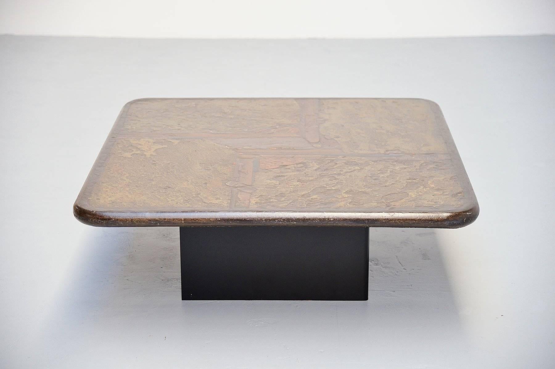 Mid-Century Modern Paul Kingma Square Artwork Coffee Table Signed 1988