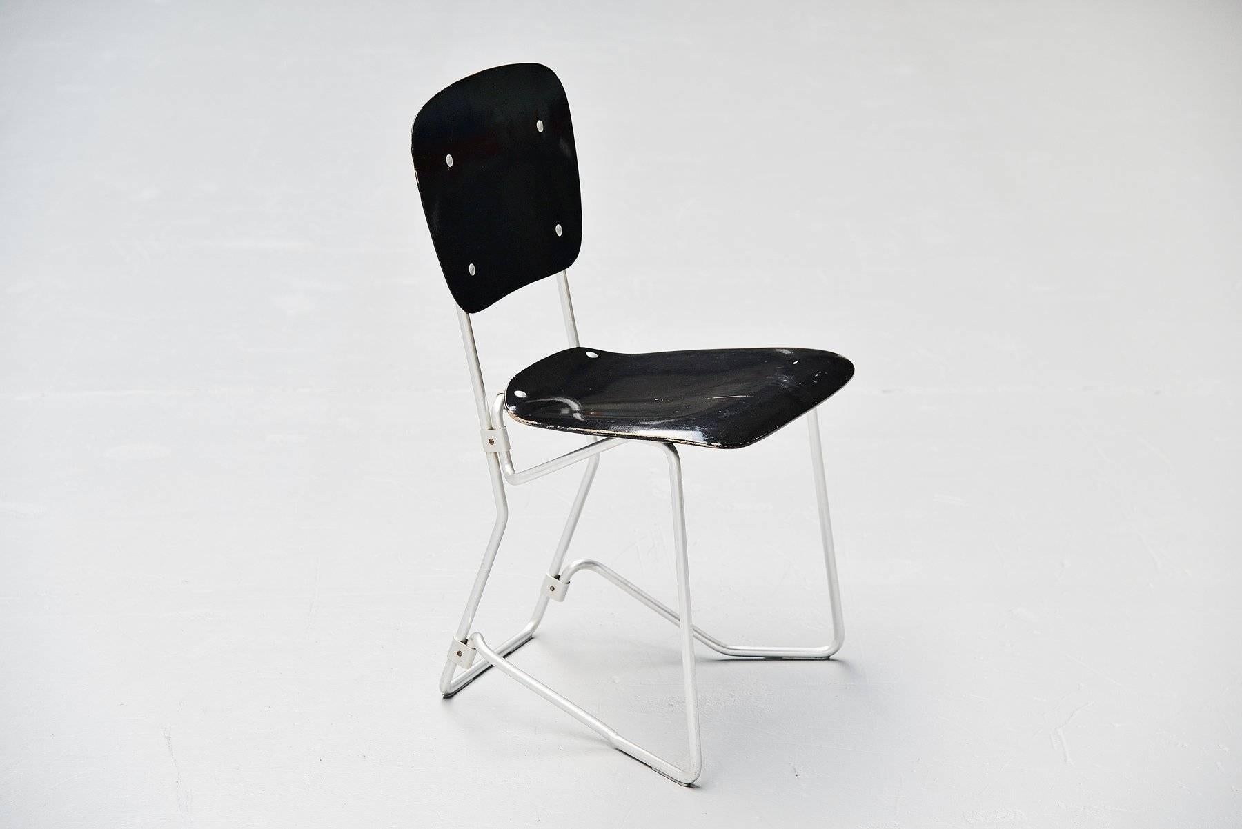 Mid-20th Century Armin Wirth Aluflex 12 Folding Chairs Switzerland, 1951