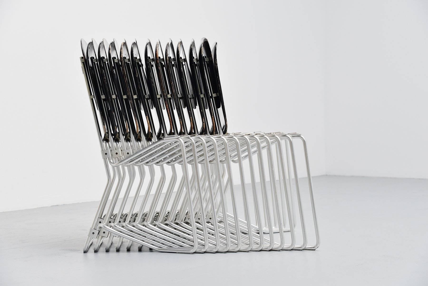 Aluminum Armin Wirth Aluflex 12 Folding Chairs Switzerland, 1951