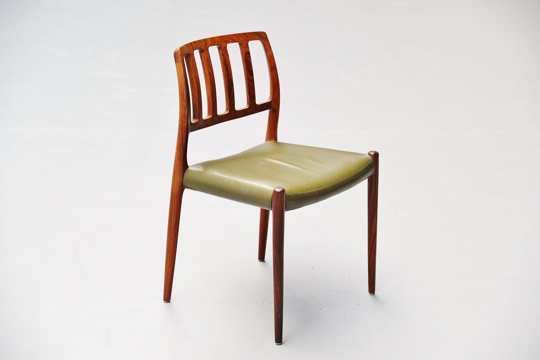 Late 20th Century Niels Moller Model 83 Dining Chairs in Rosewood, Denmark, 1974