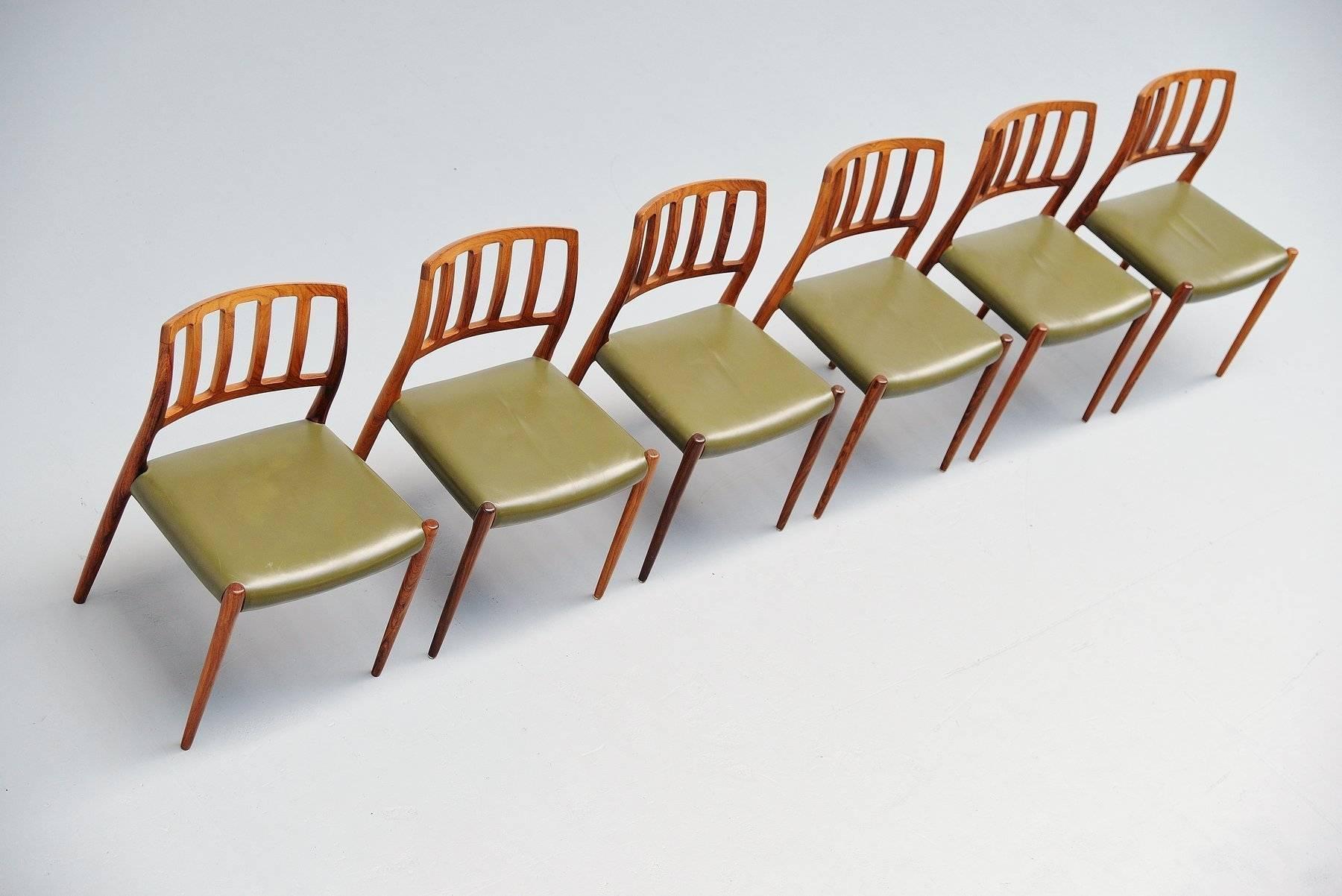 Scandinavian Modern Niels Moller Model 83 Dining Chairs in Rosewood, Denmark, 1974