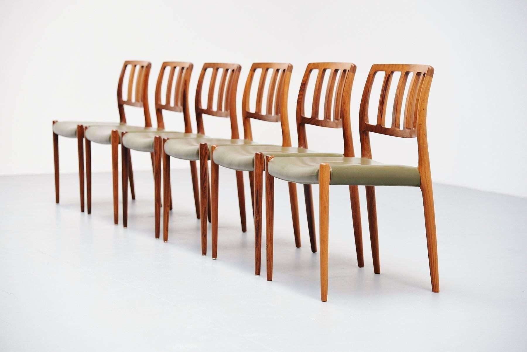Danish Niels Moller Model 83 Dining Chairs in Rosewood, Denmark, 1974