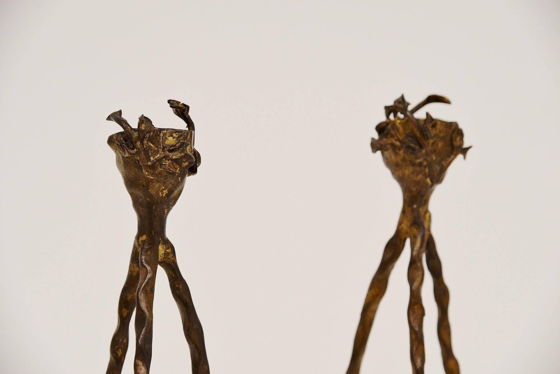 Alberto Giacometti Style Candle Holders, 1980 In Good Condition In Roosendaal, Noord Brabant