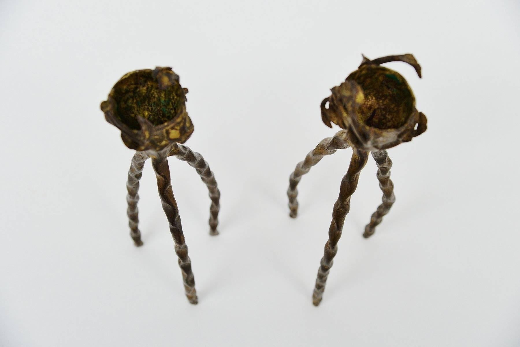 Late 20th Century Alberto Giacometti Style Candle Holders, 1980