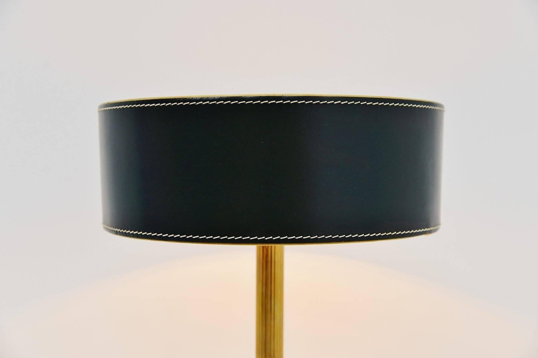 Mid-Century Modern Jacques Adnet Leather Clad Table Lamp, France, 1960