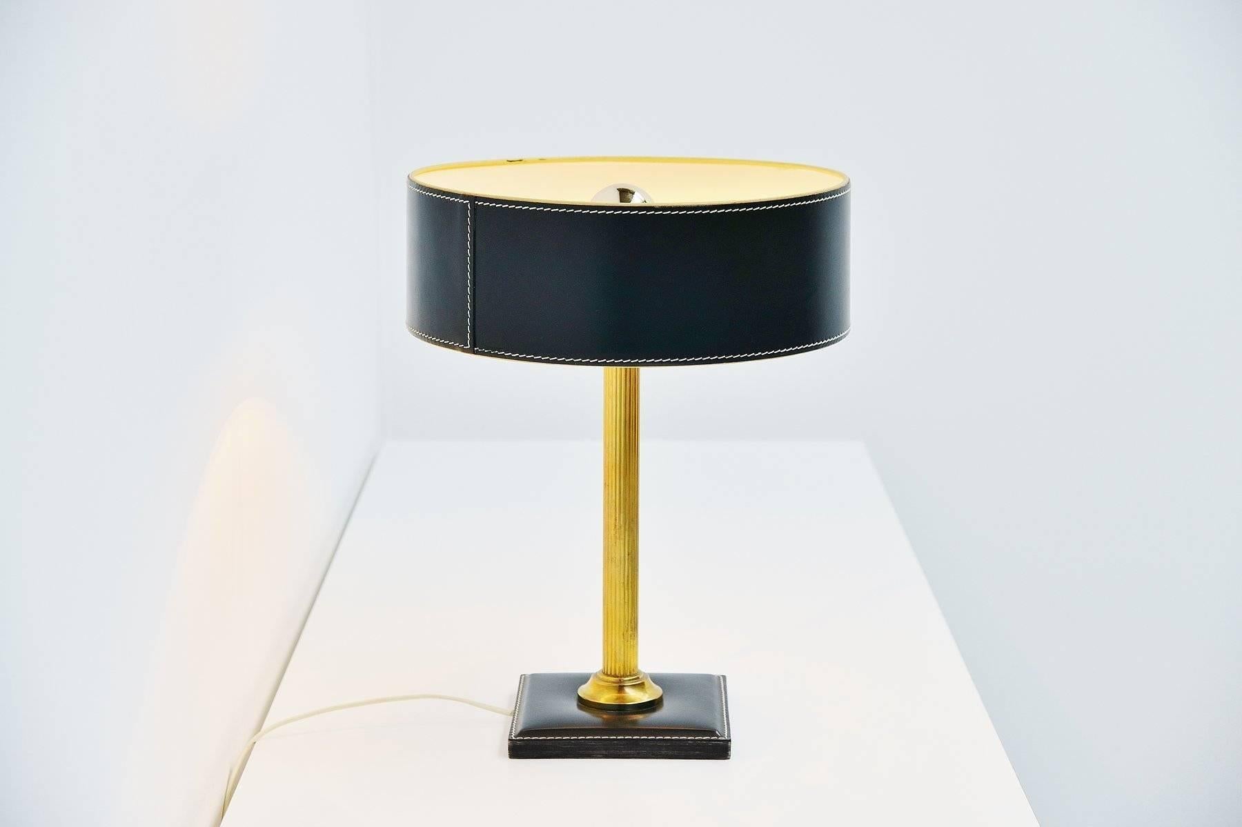 Jacques Adnet Leather Clad Table Lamp, France, 1960 3