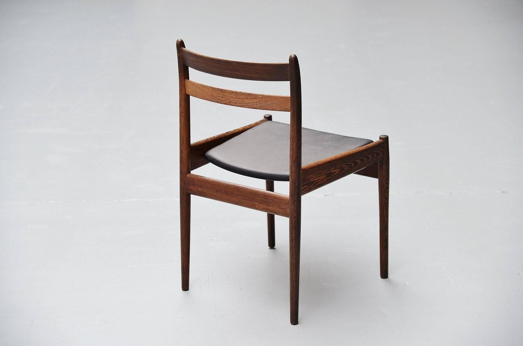 Faux Leather Jos De Mey Wenge Dining Chairs Set, Belgium, 1959