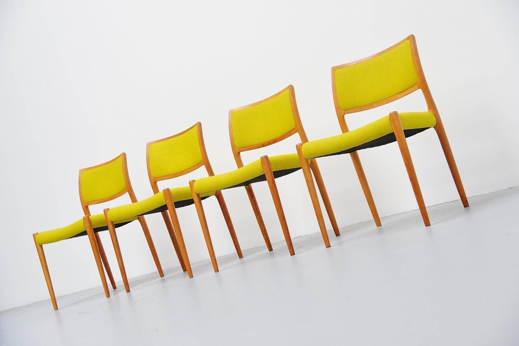 Mid-20th Century Niels Moller Model 80 Chairs in Oak, Denmark, 1968
