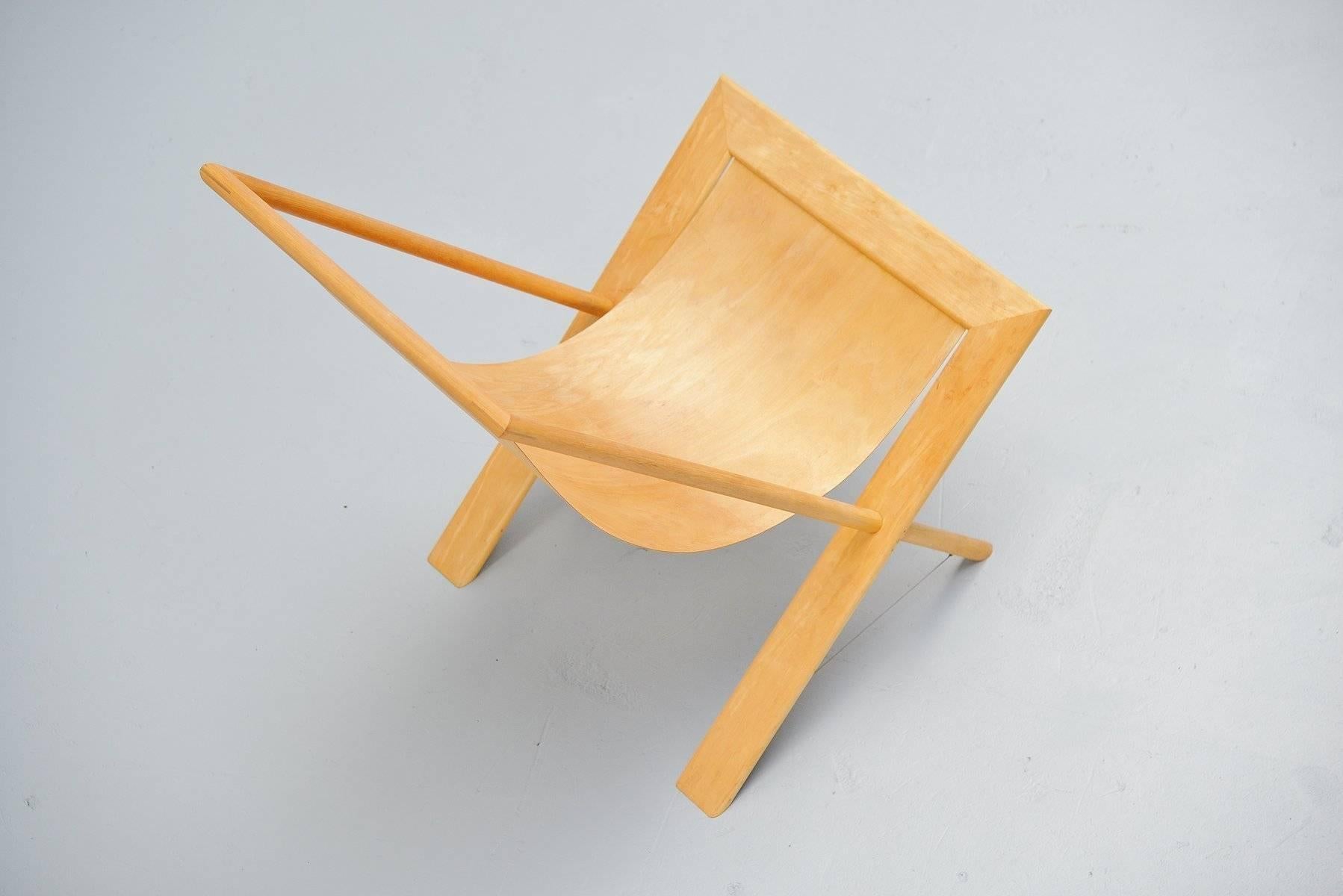 Late 20th Century Frits Swart Unique Lounge Chair in Plywood, 1979