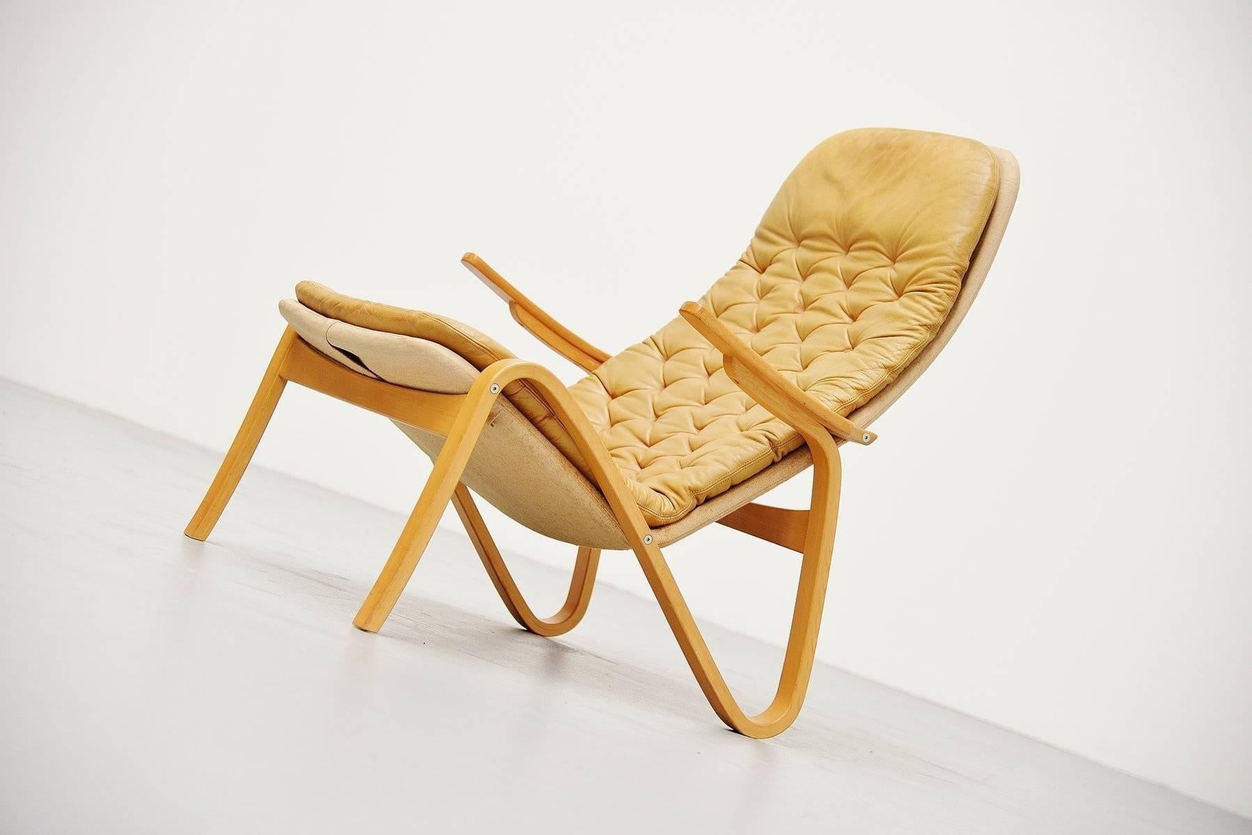 Scandinavian Modern Bruno Mathsson Dutch Grasshopper Lounge Chair, Sweden, 1974