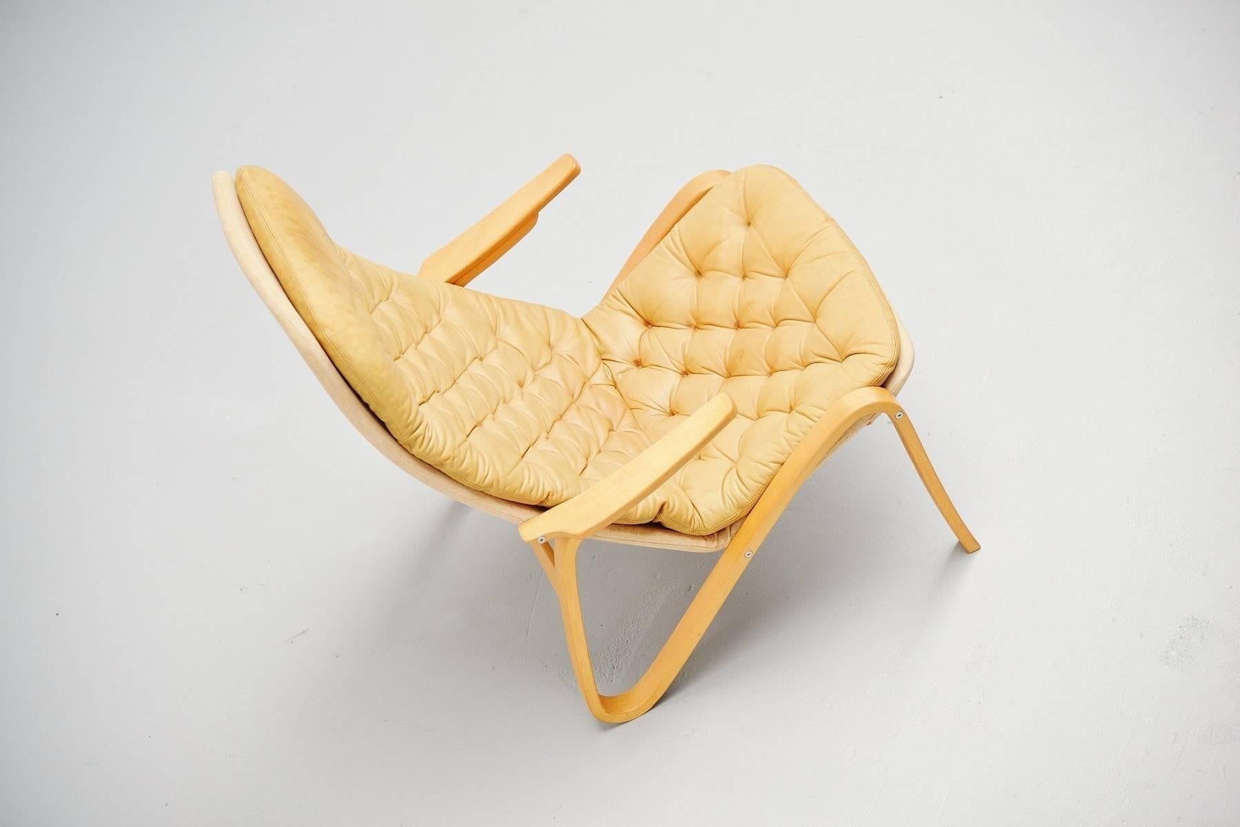 Late 20th Century Bruno Mathsson Dutch Grasshopper Lounge Chair, Sweden, 1974