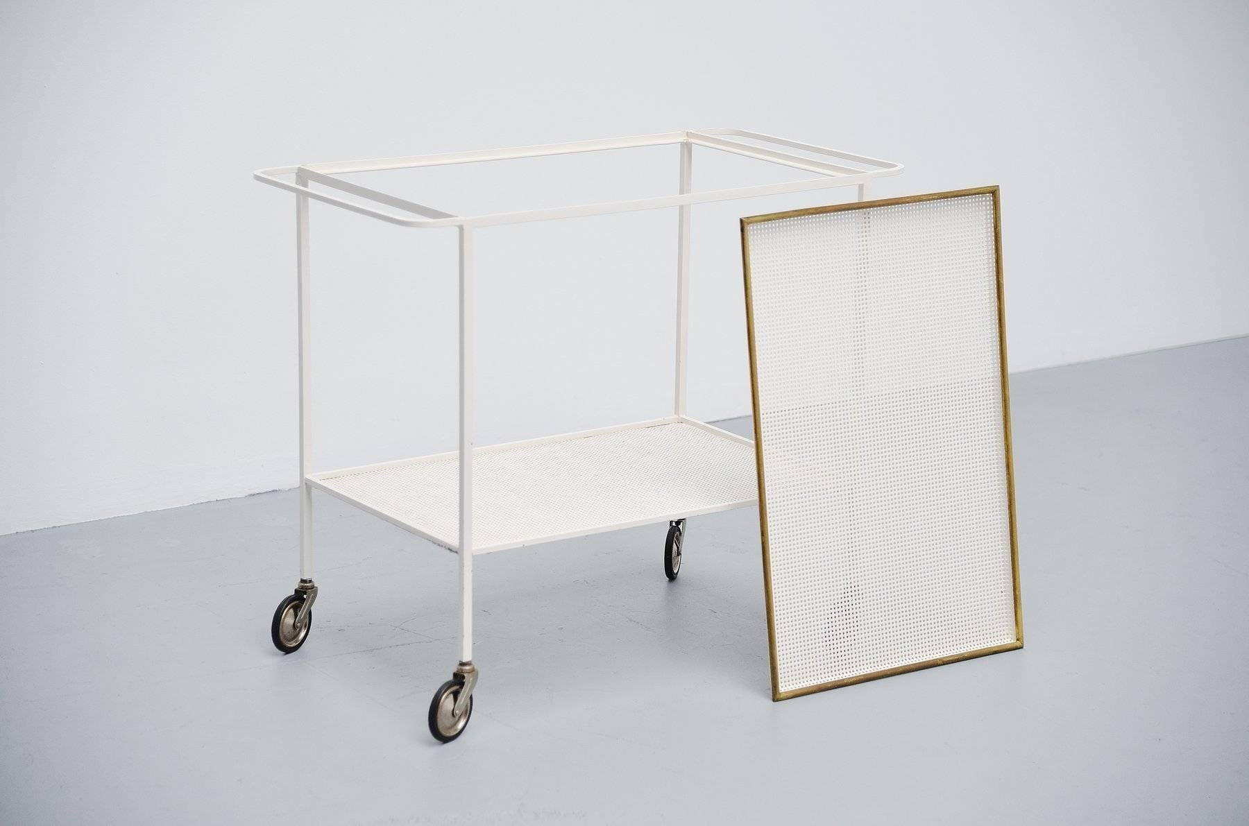 Brass Mathieu Mategot Serving Cart, France, 1950